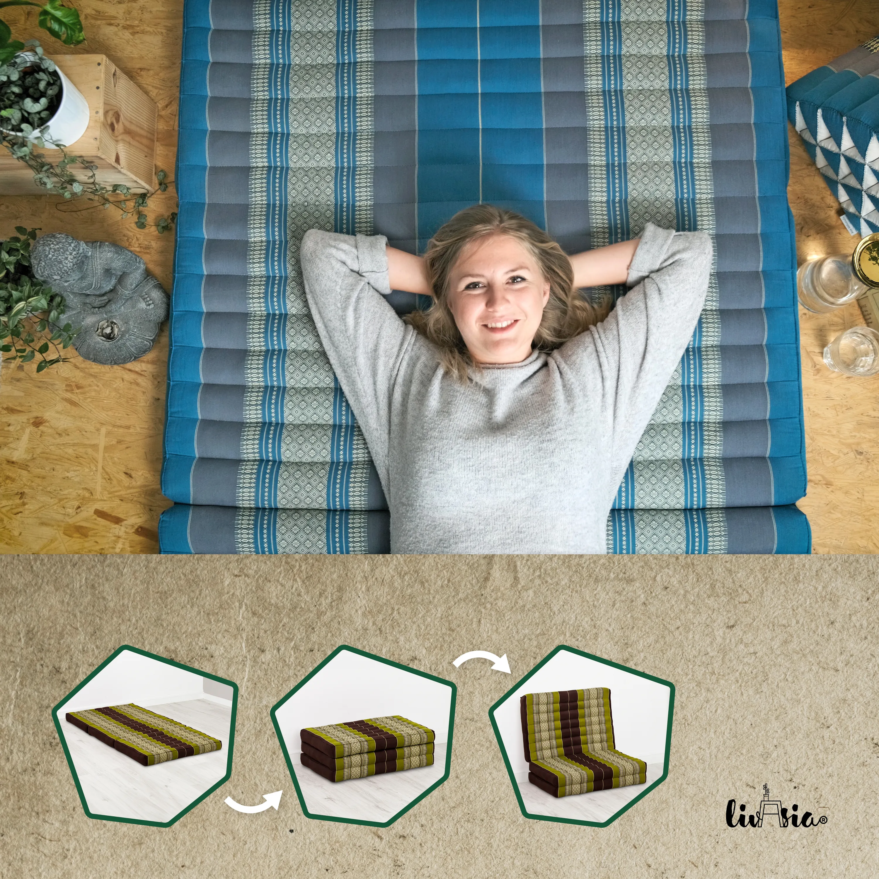 Kapok Folding Mattress for Kids, 70 cm wide