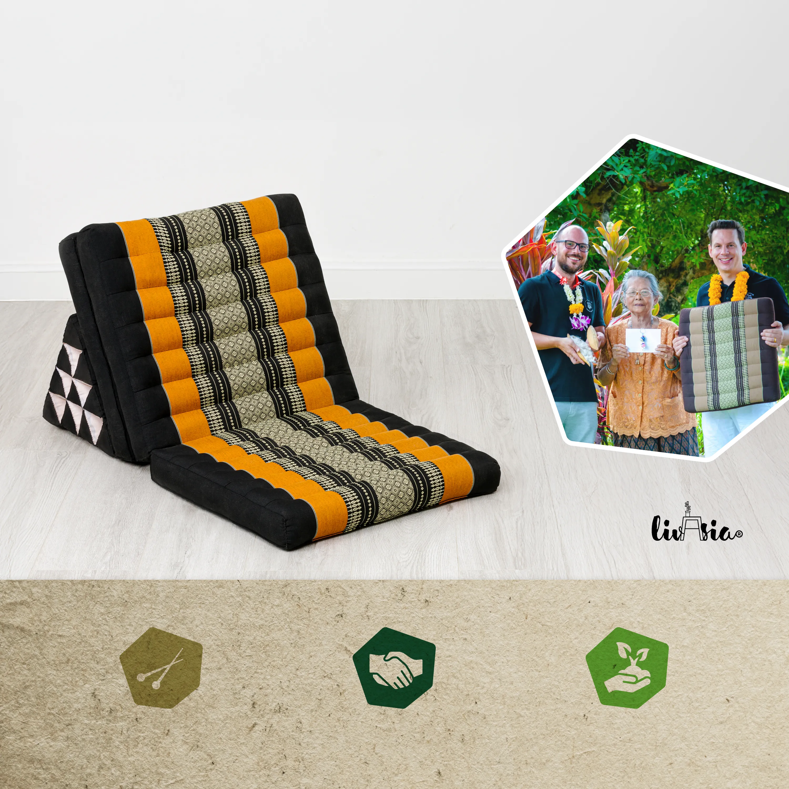 Kapok Thai Cushion 3 Fold, Classic