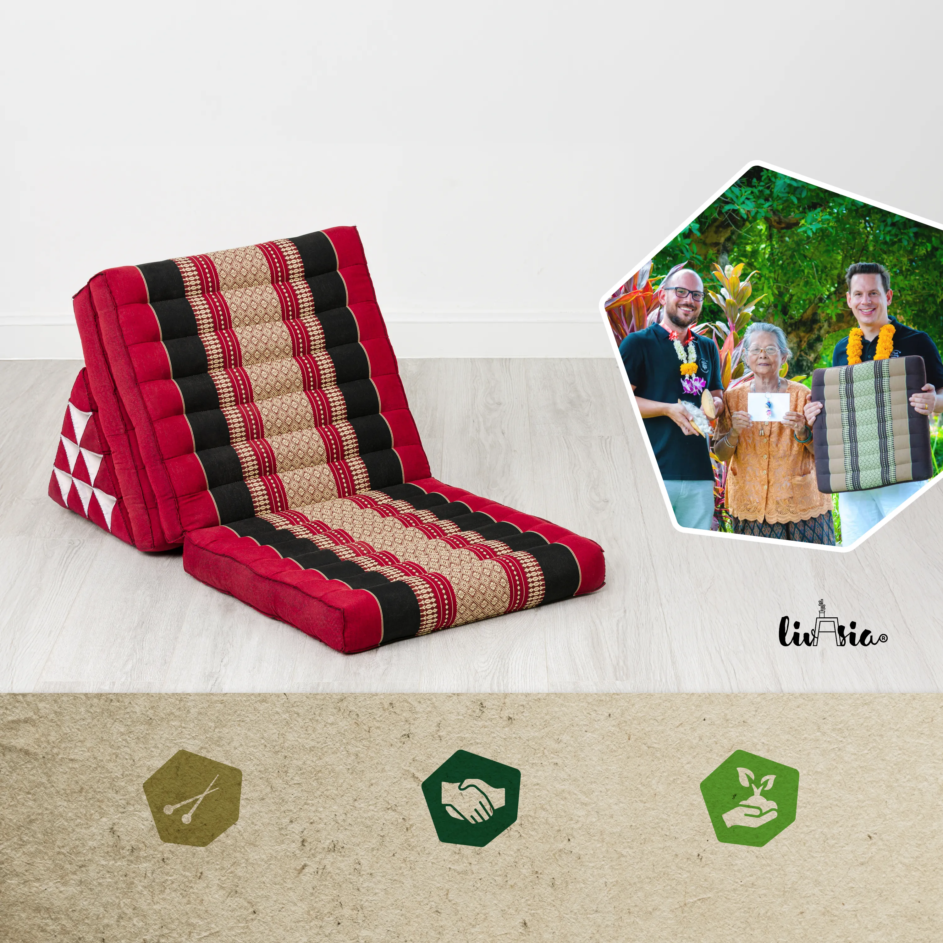 Kapok Thai Cushion 3 Fold, Classic