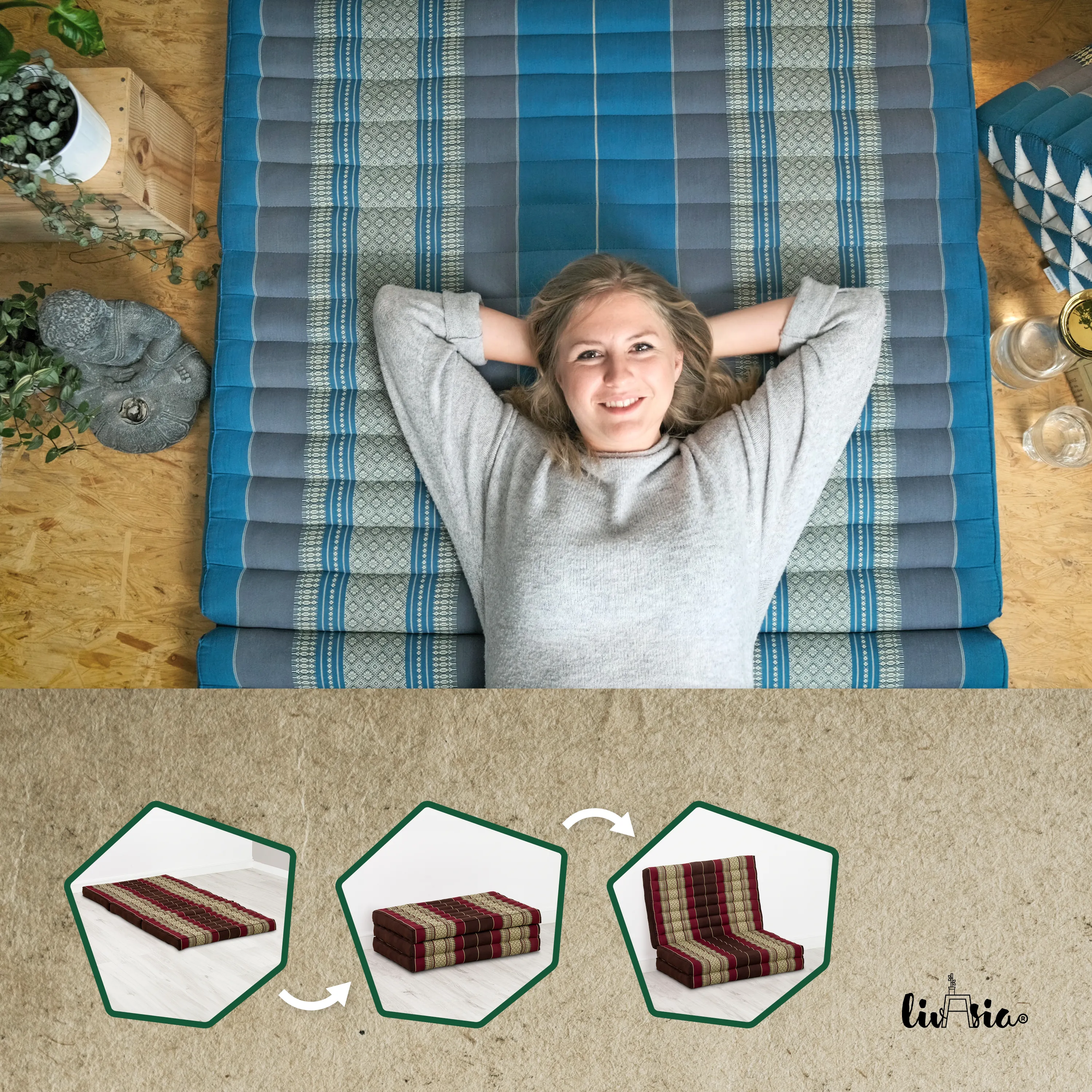 Kapok Folding Mattress for Kids, 70 cm wide