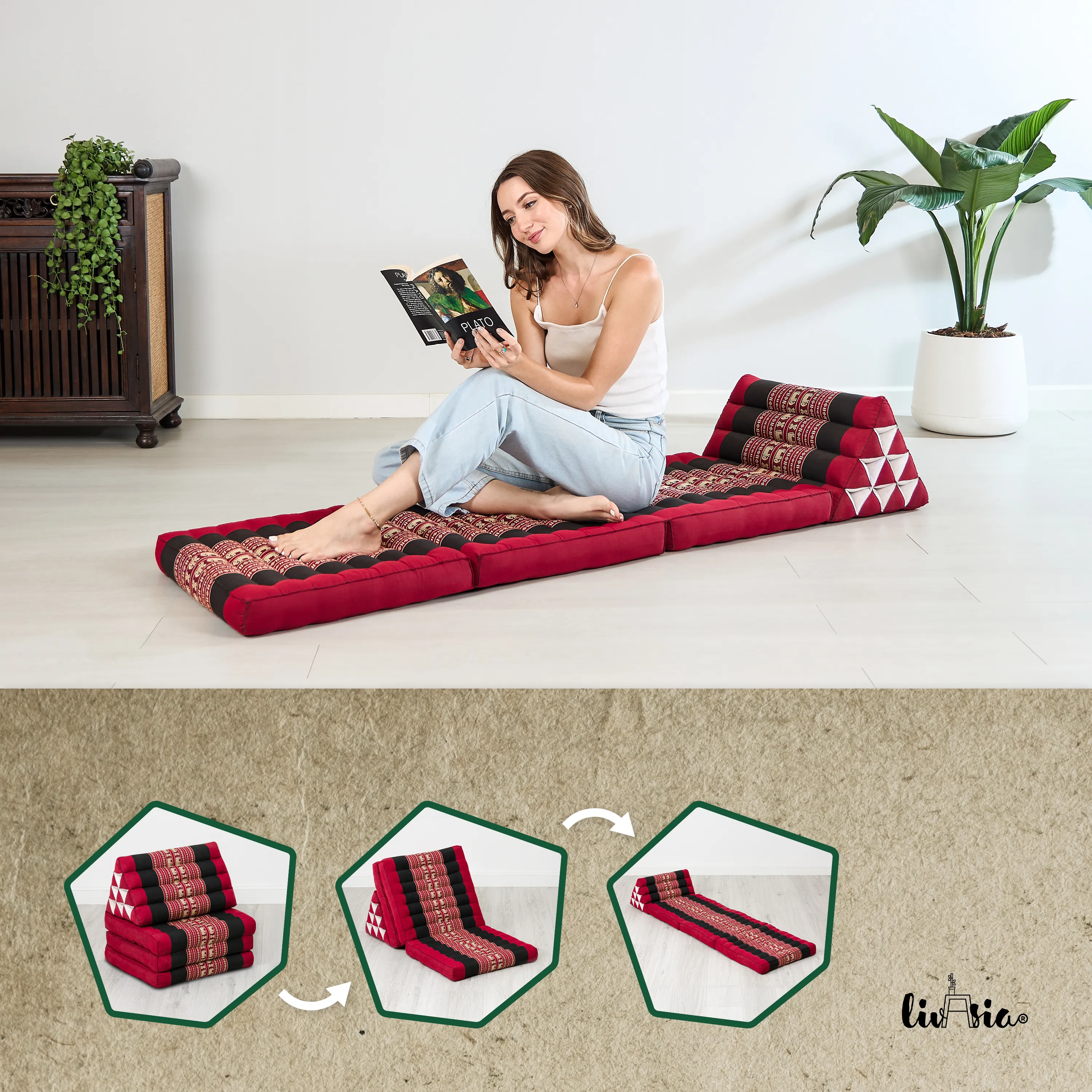 Kapok Thai Cushion 3 Fold, Classic