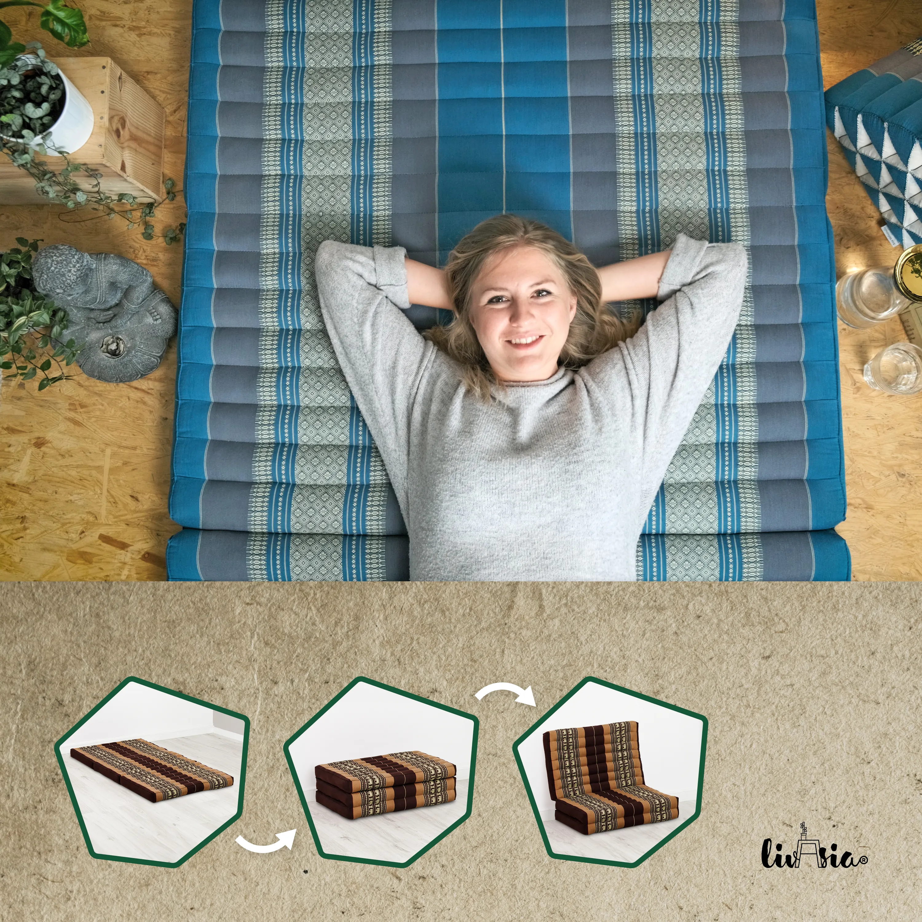 Kapok Folding Mattress for Kids, 70 cm wide