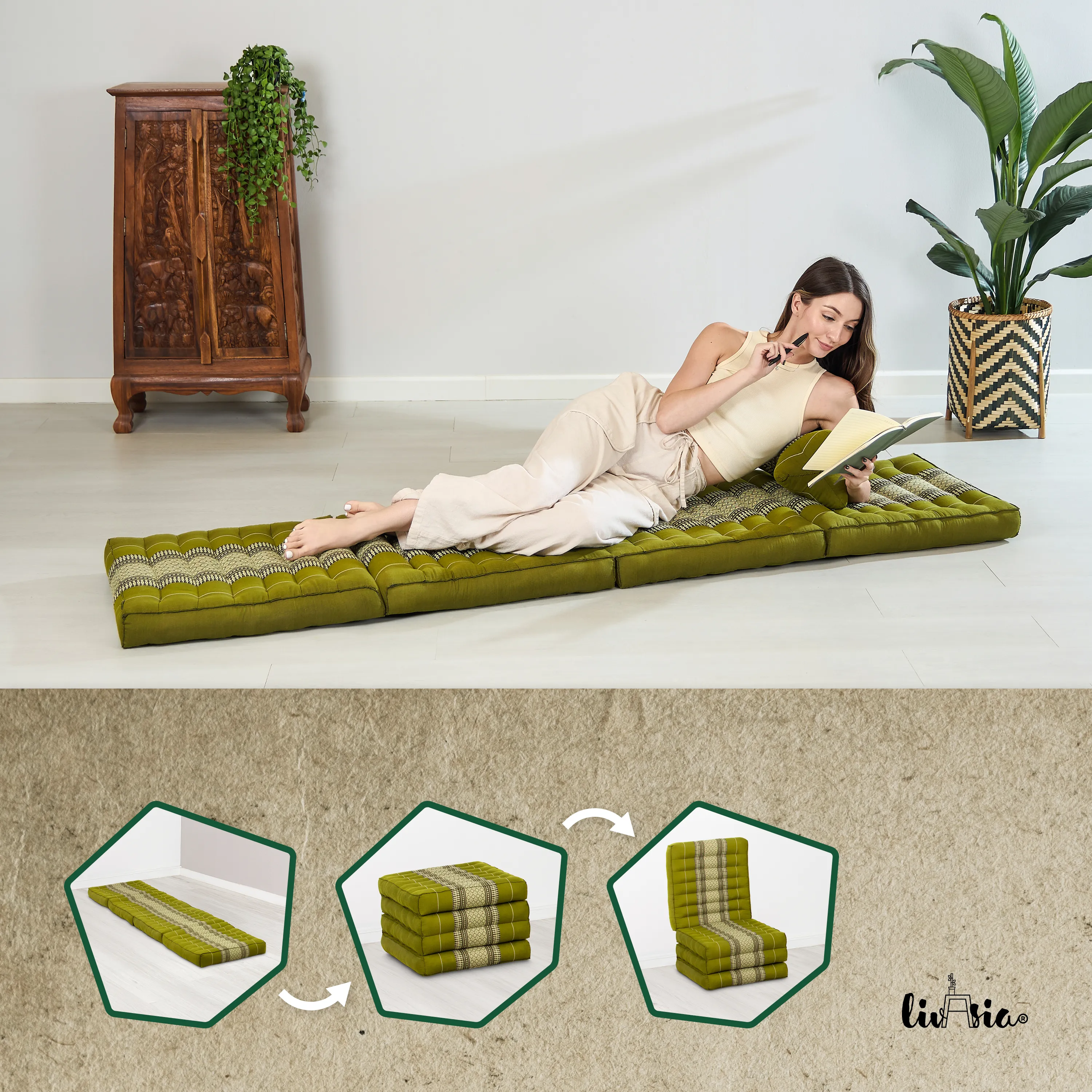 Kapok Folding Mattress, 50 cm wide, Classic