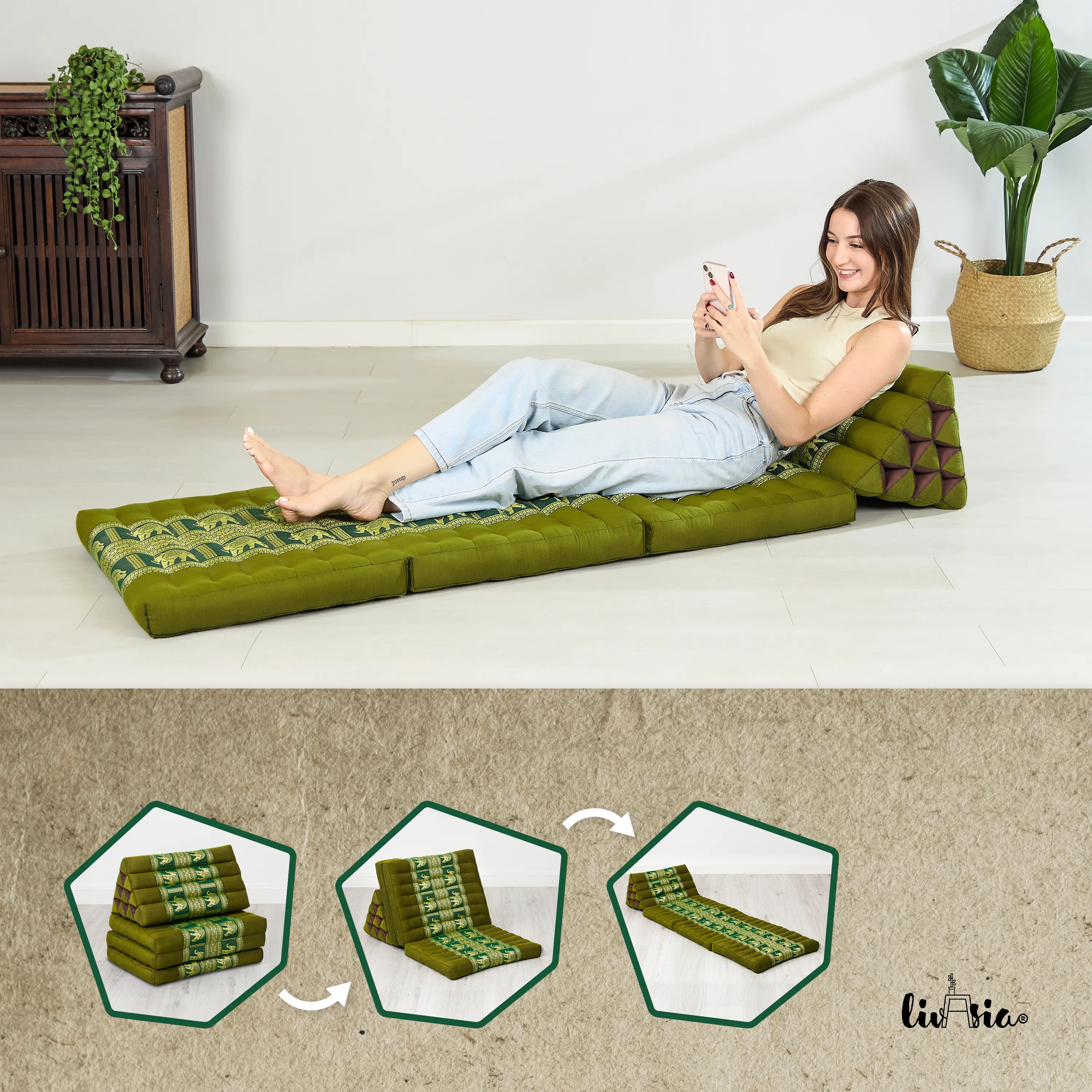 Kapok Thai Cushion 3 Fold, Deluxe