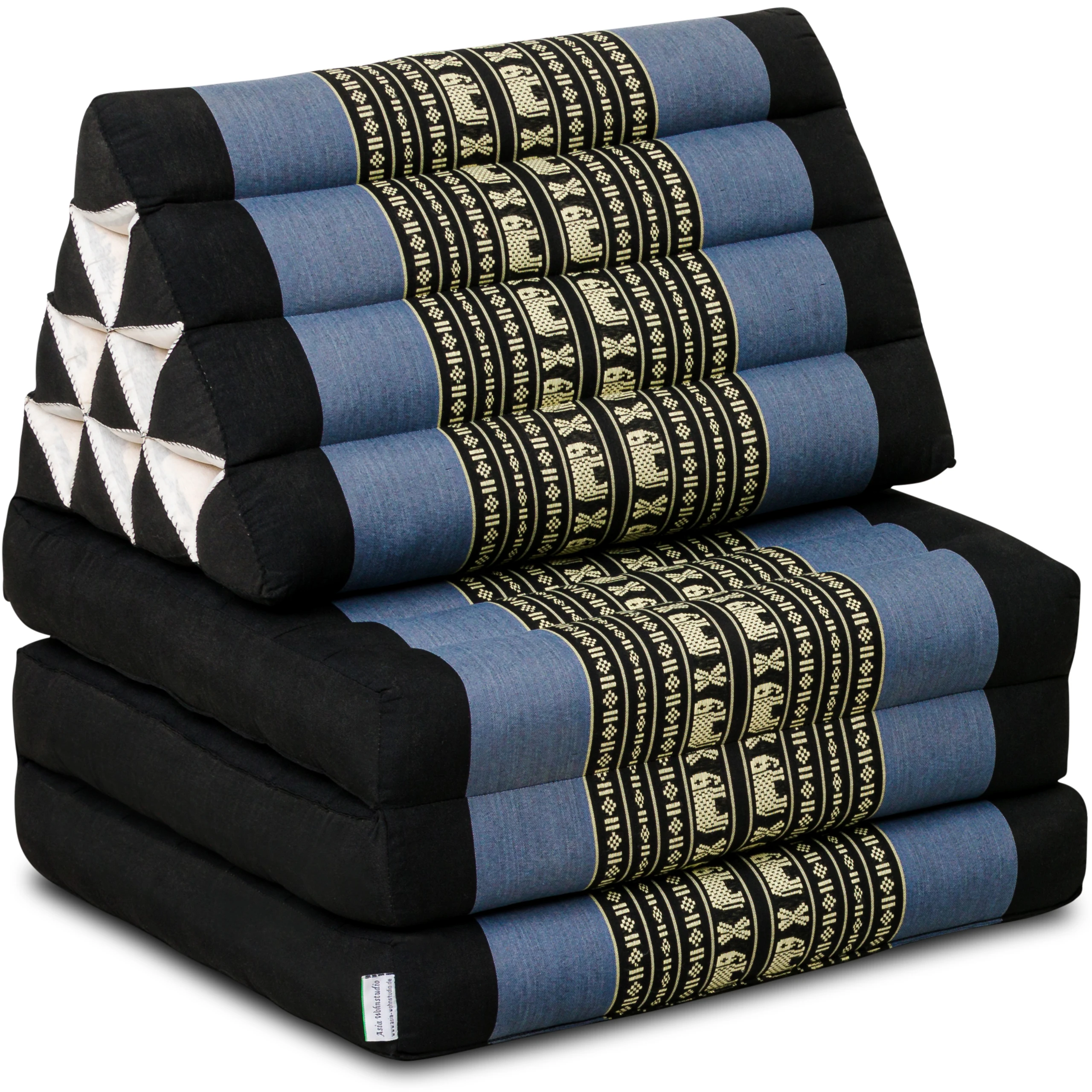 Thaikissen-3_02-blau-Elefanten_1018816367_1_frei Kapok Thai Cushion 3 Fold, Classic