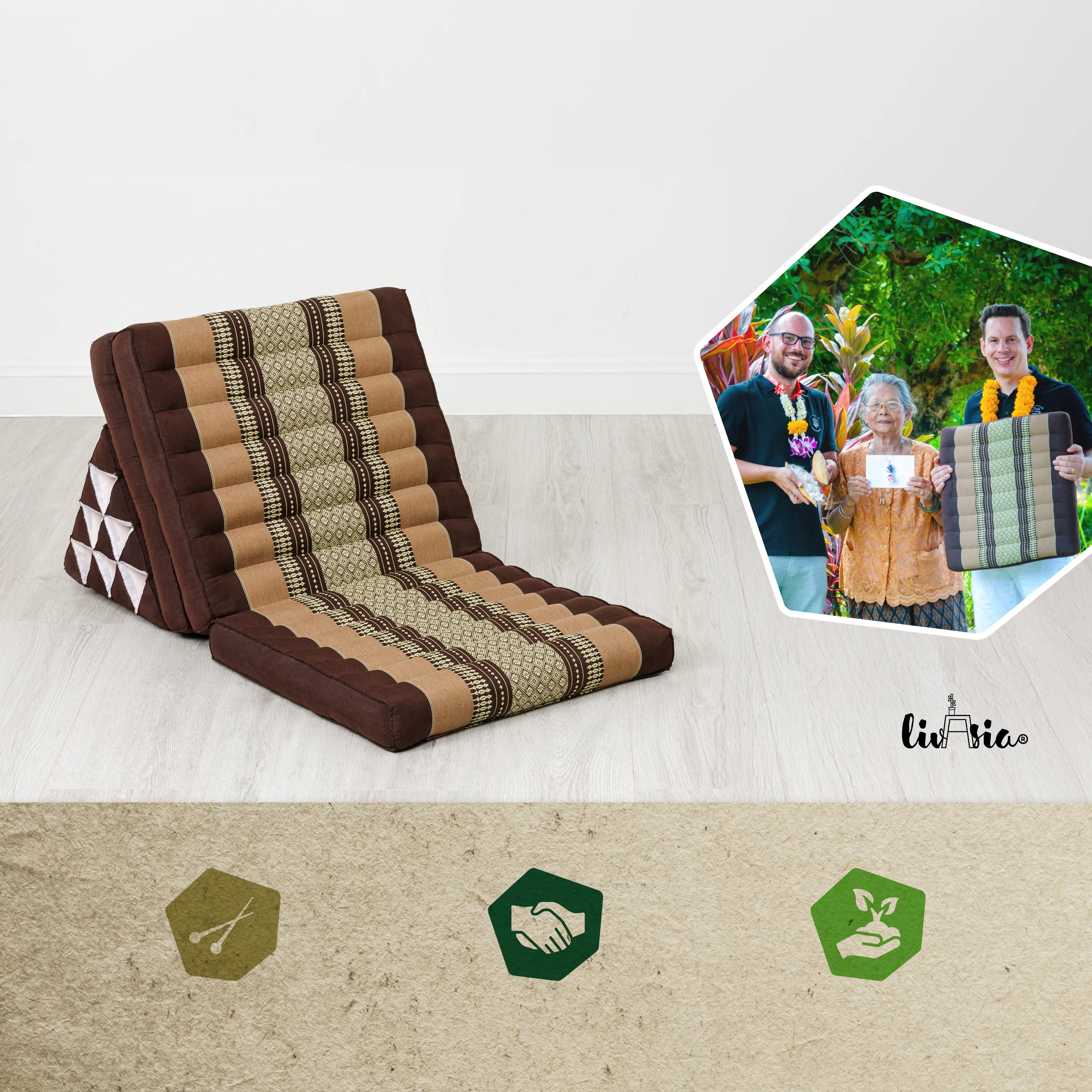 Kapok Thai Cushion 3 Fold, Classic
