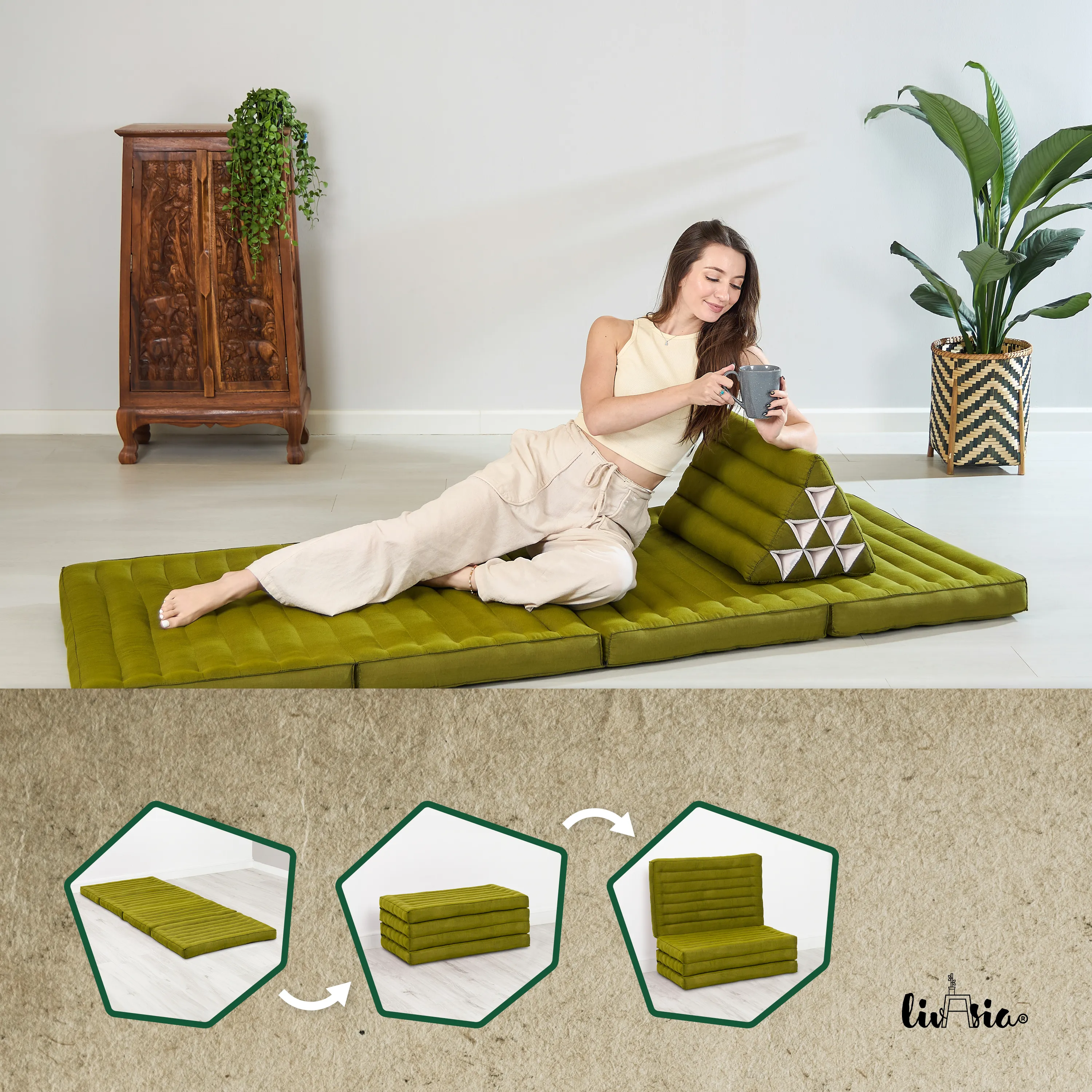 Kapok Folding Mattress, 80 cm wide, Basic