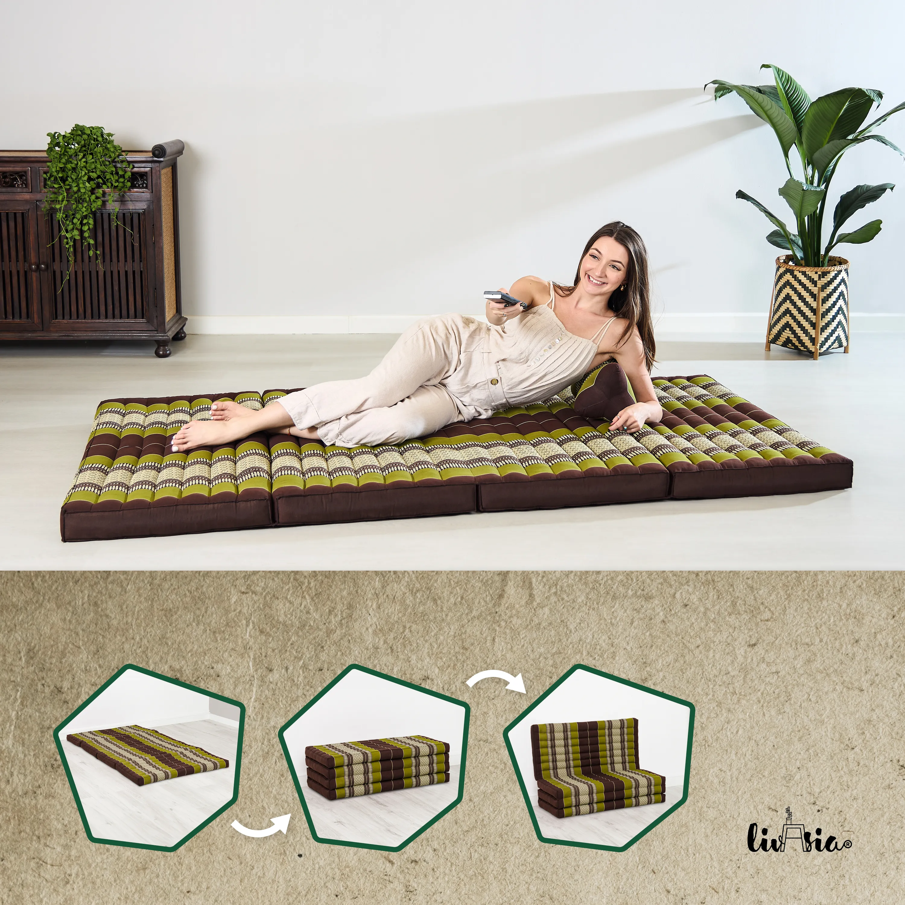 Kapok Folding Mattress, 110 cm wide, Classic