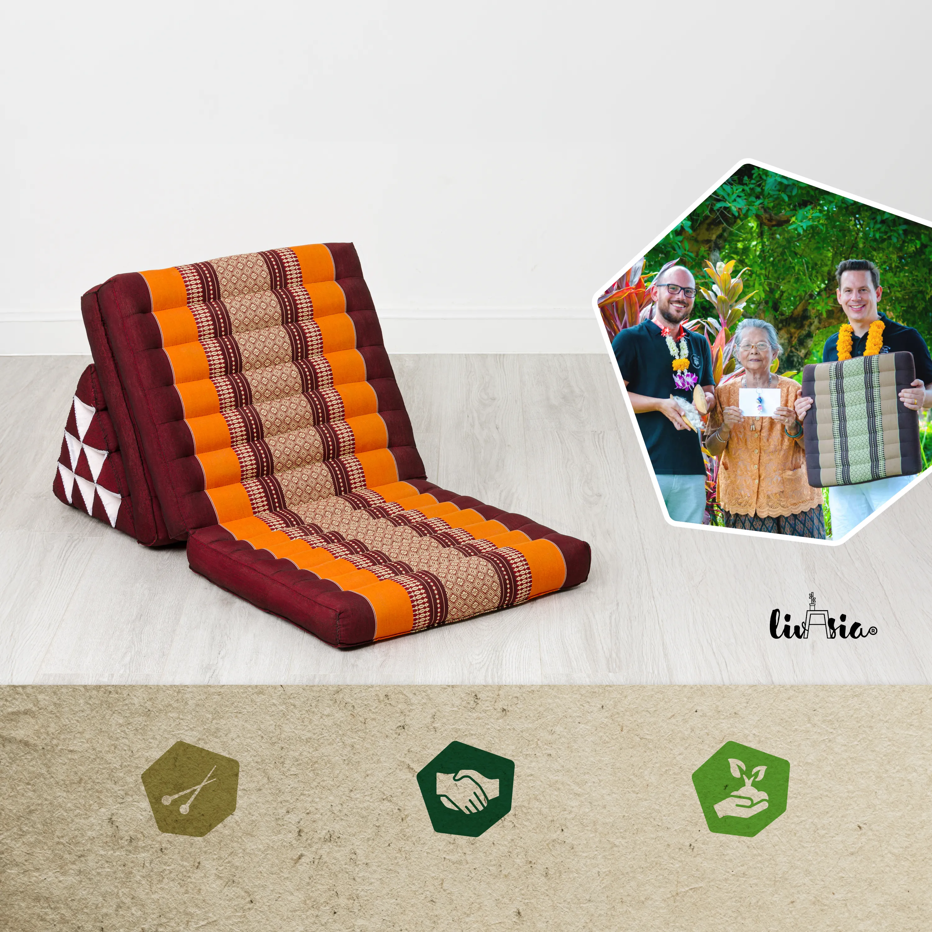 Kapok Thai Cushion 3 Fold, Classic