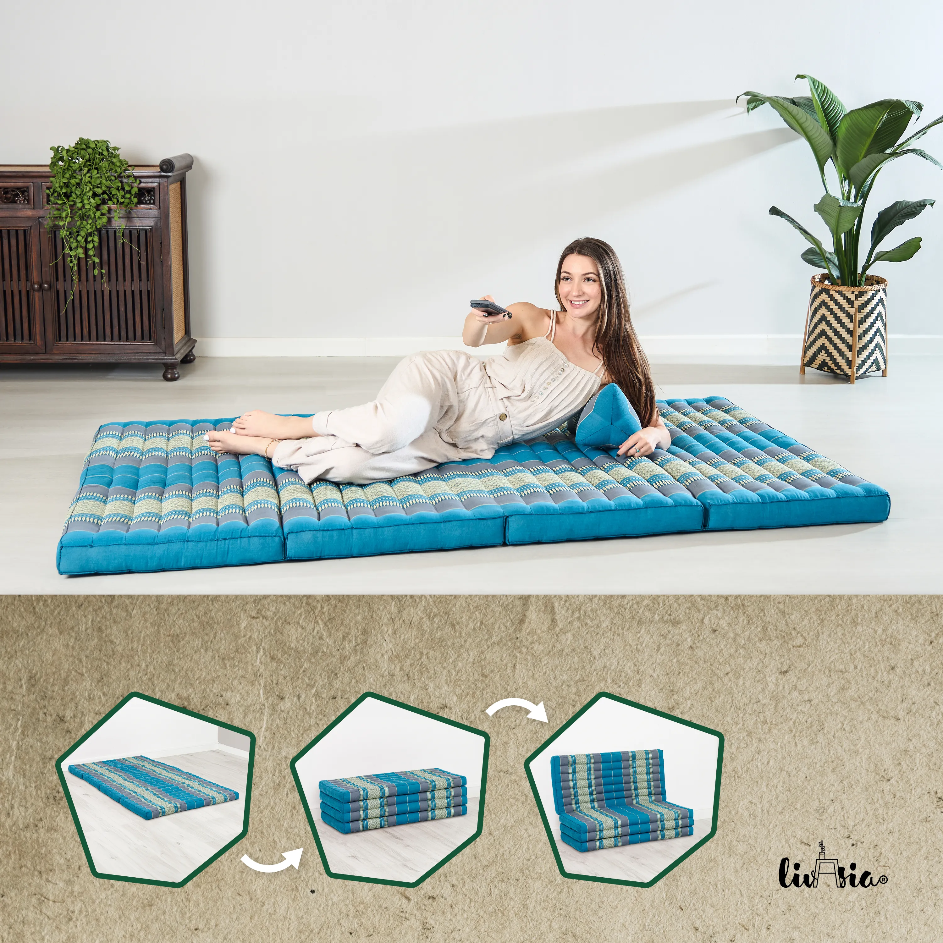 Kapok Folding Mattress, 110 cm wide, Classic