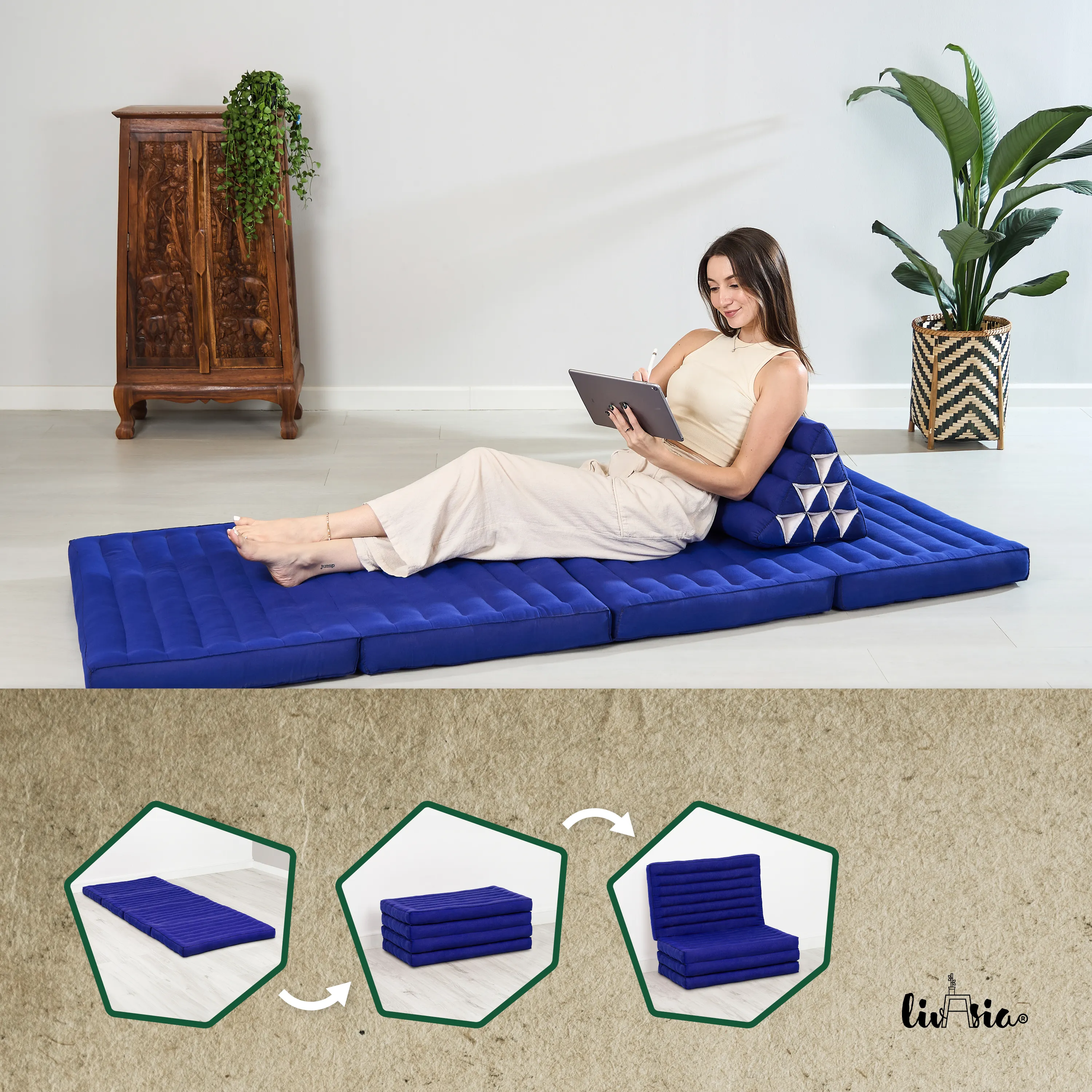 Kapok Folding Mattress, 80 cm wide, Basic