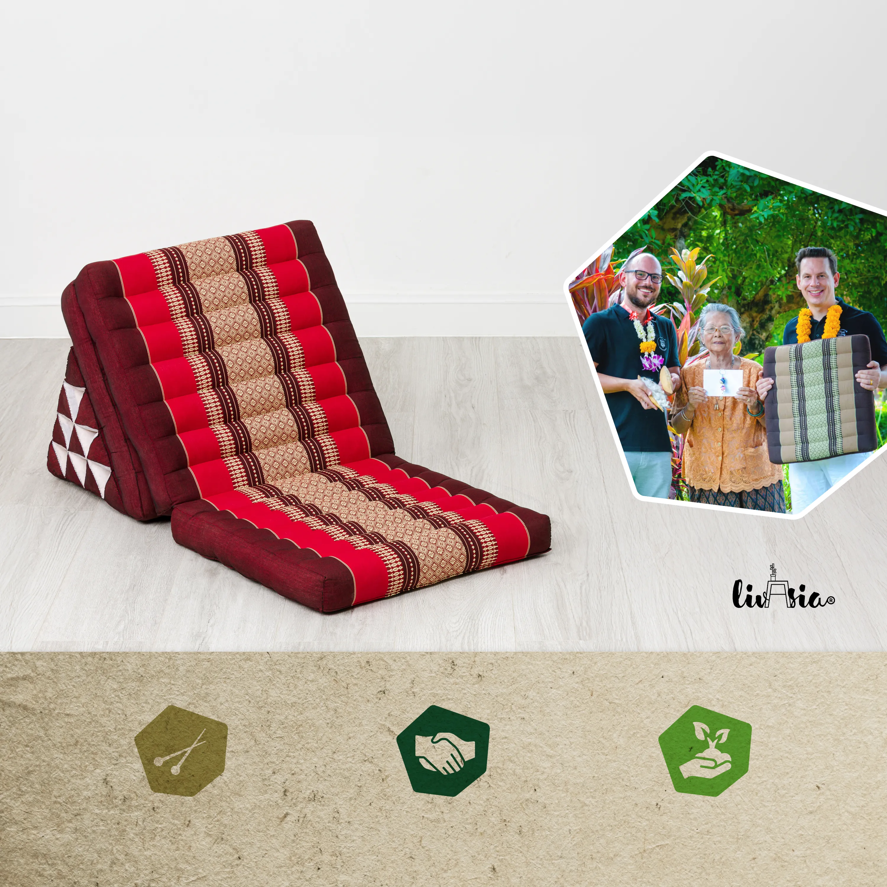 Kapok Thai Cushion 3 Fold, Classic