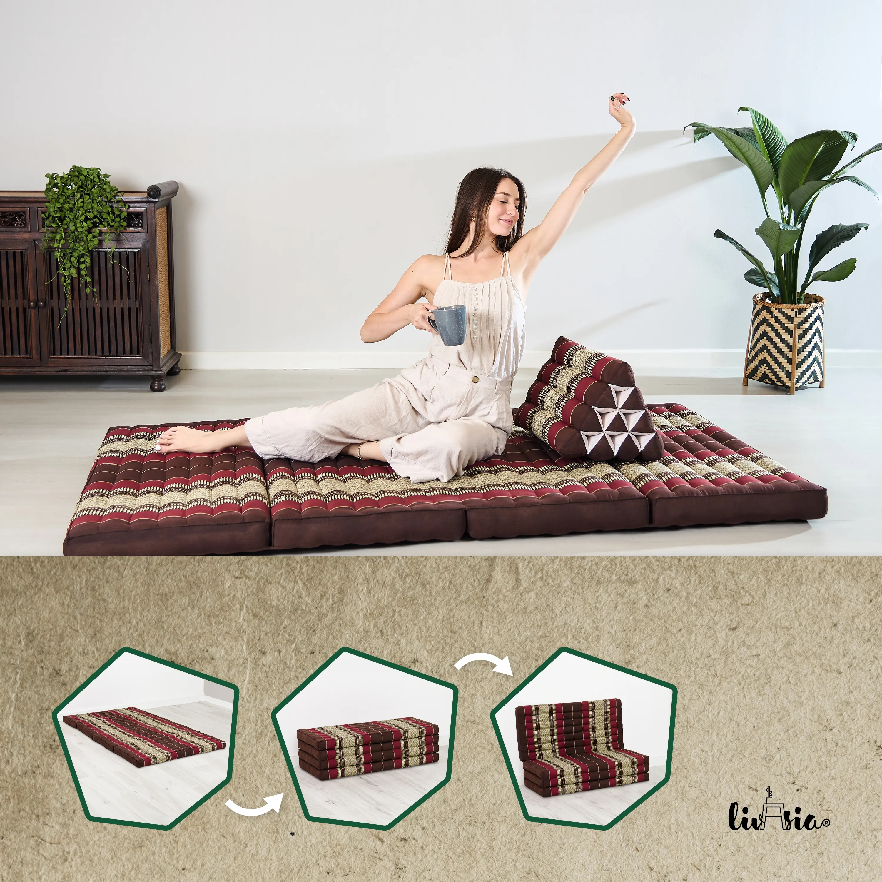 Kapok Folding Mattress, 110 cm wide, Classic
