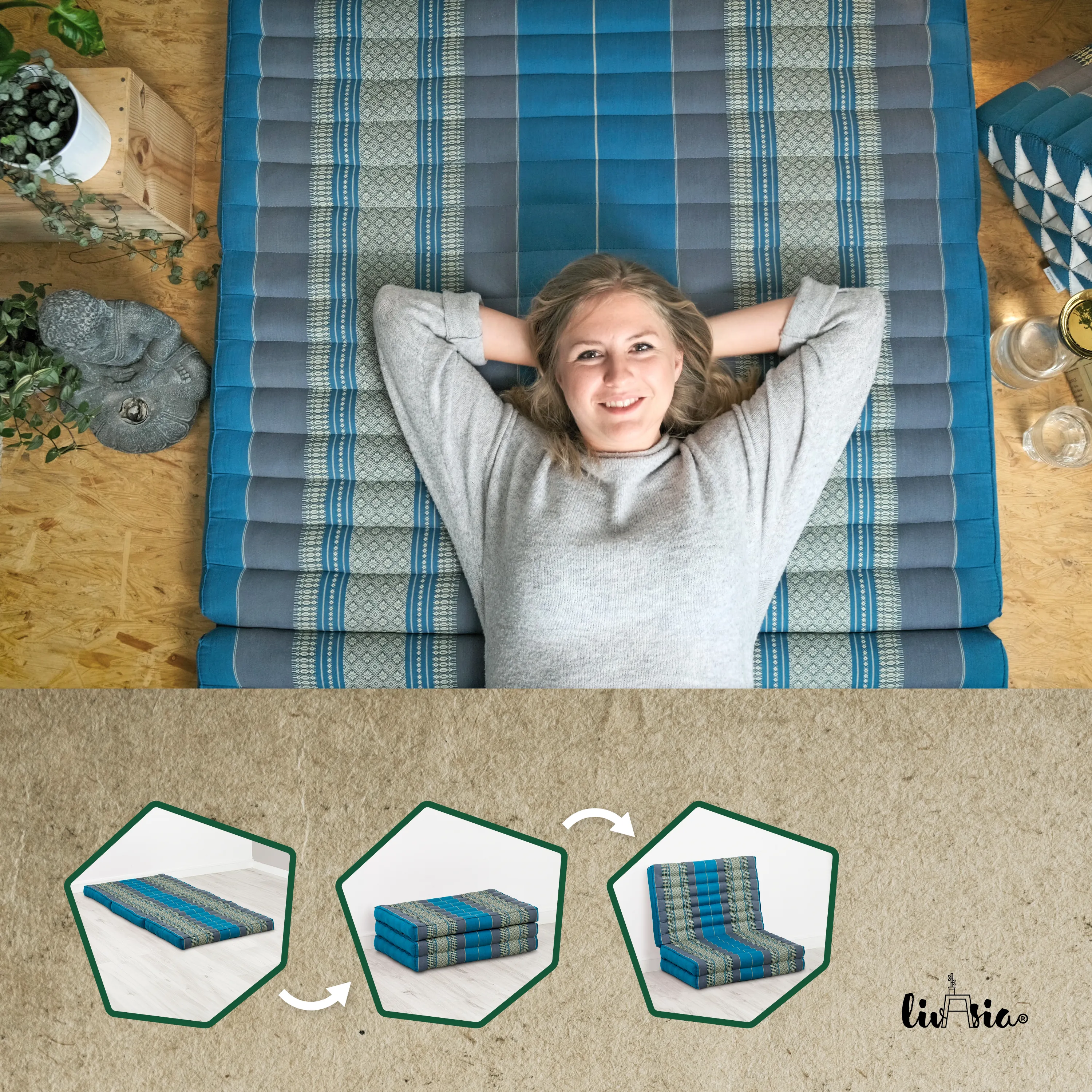 Kapok Folding Mattress for Kids, 70 cm wide