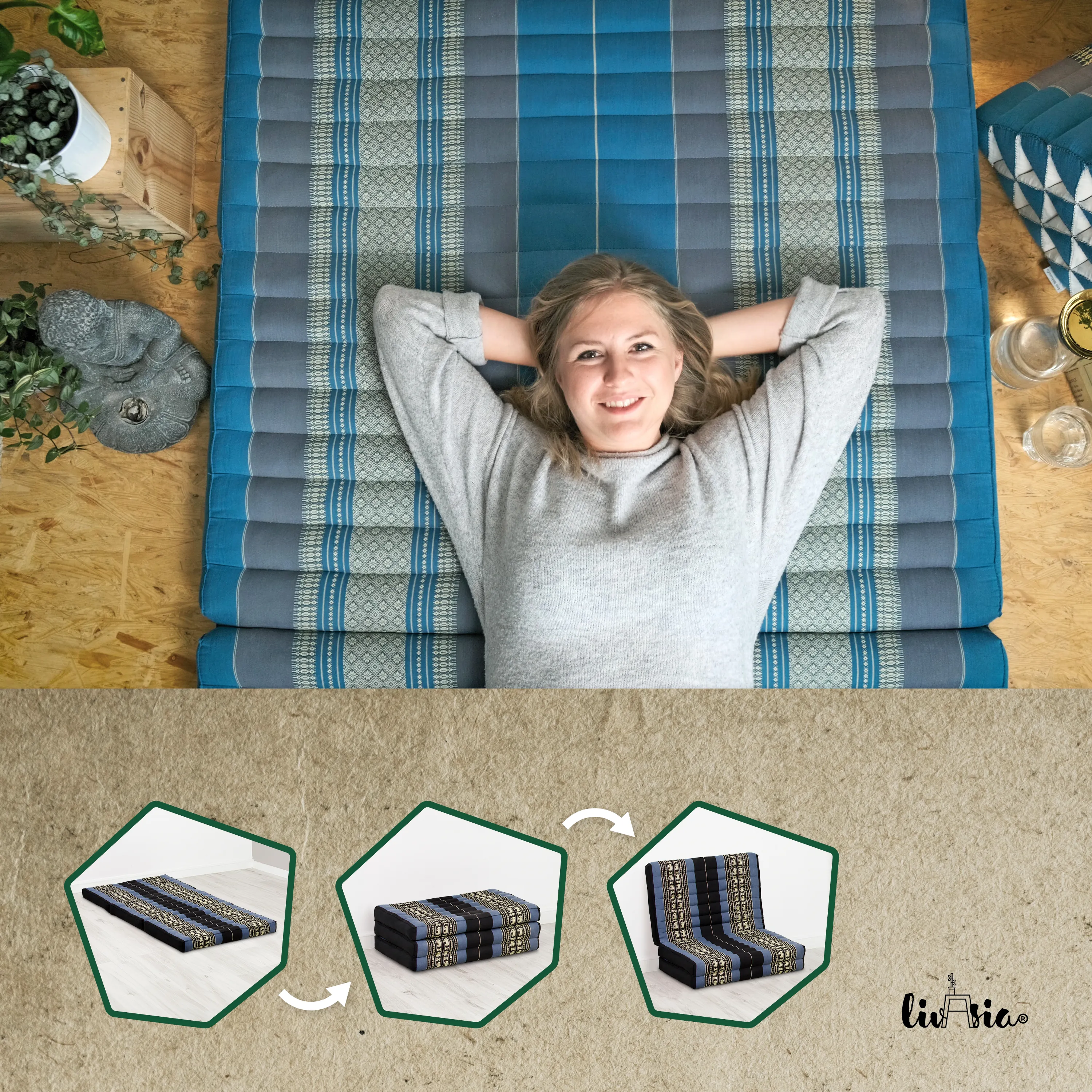 Kapok Folding Mattress for Kids, 70 cm wide