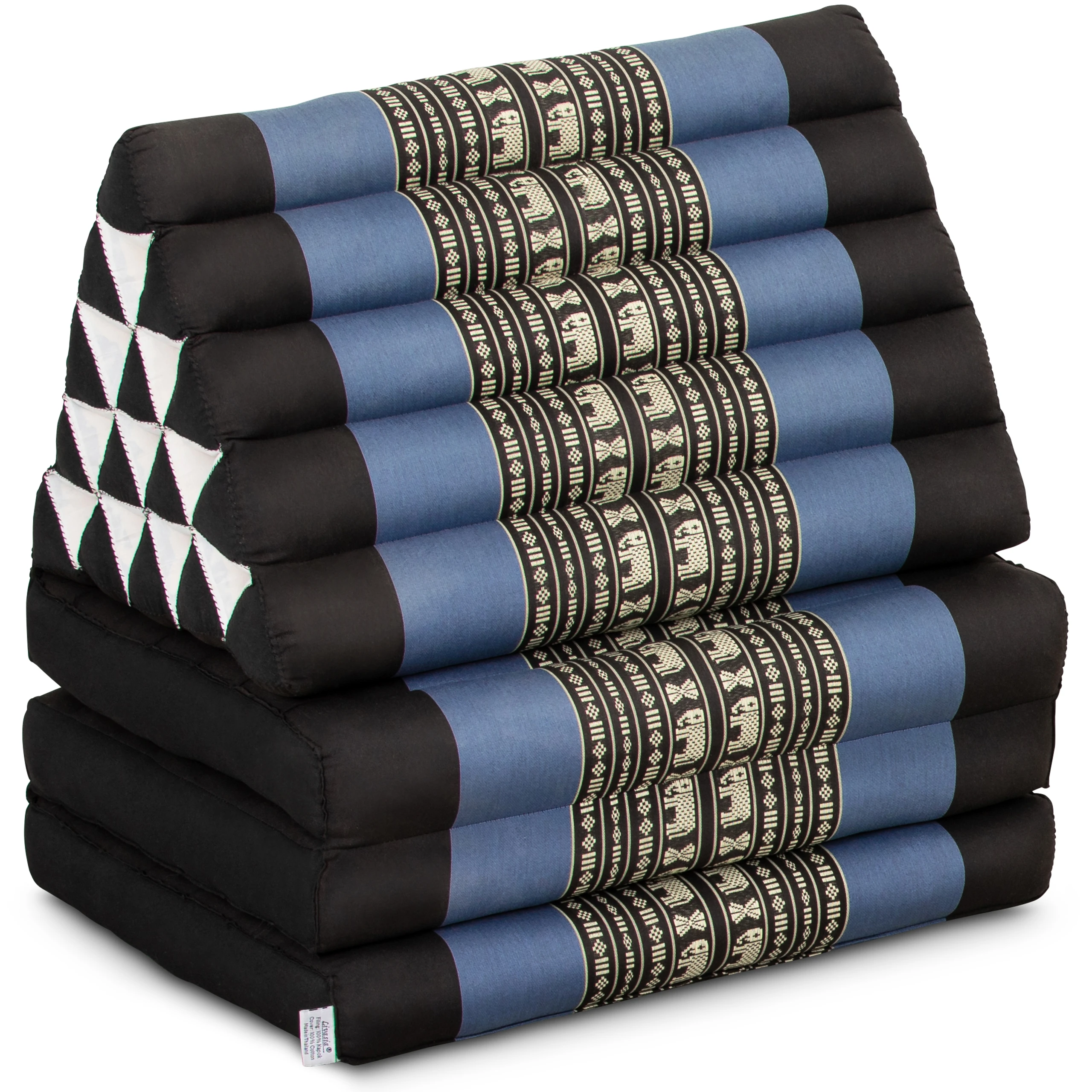 Thaikissen-3-hoch_02-blau-Elefanten_1014835804_1_frei Kapok Thai Cushion XXL Tall