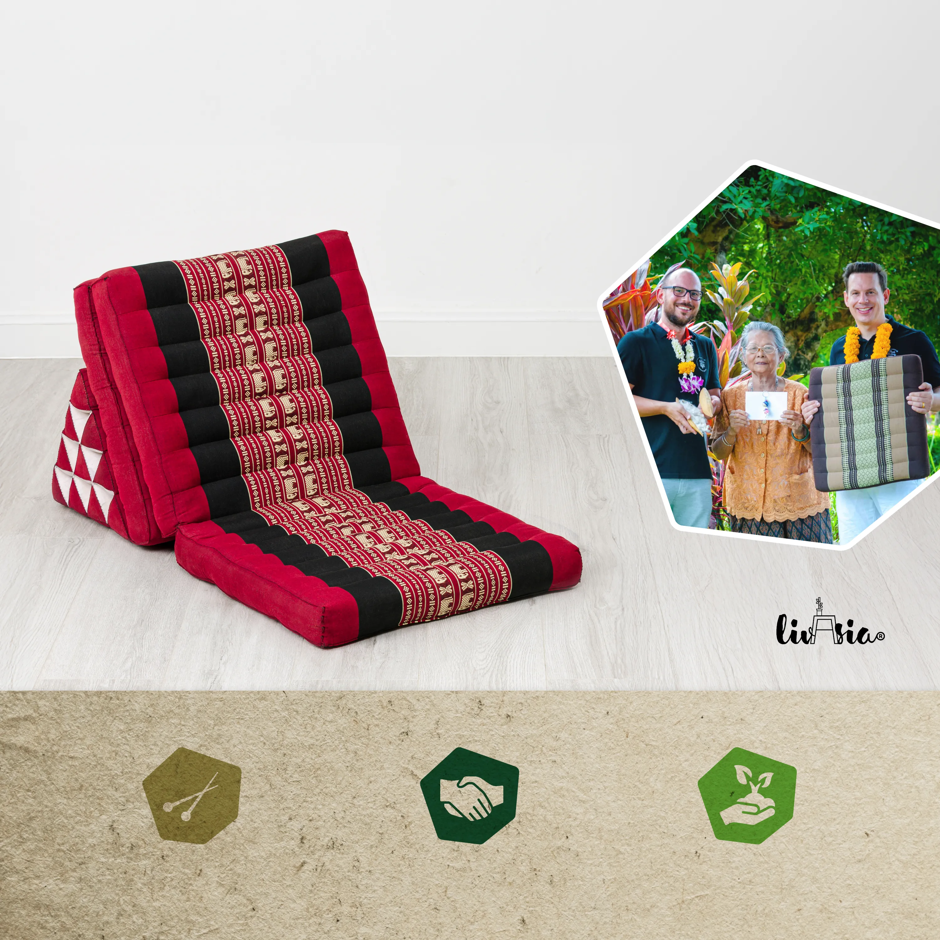 Kapok Thai Cushion 3 Fold, Classic