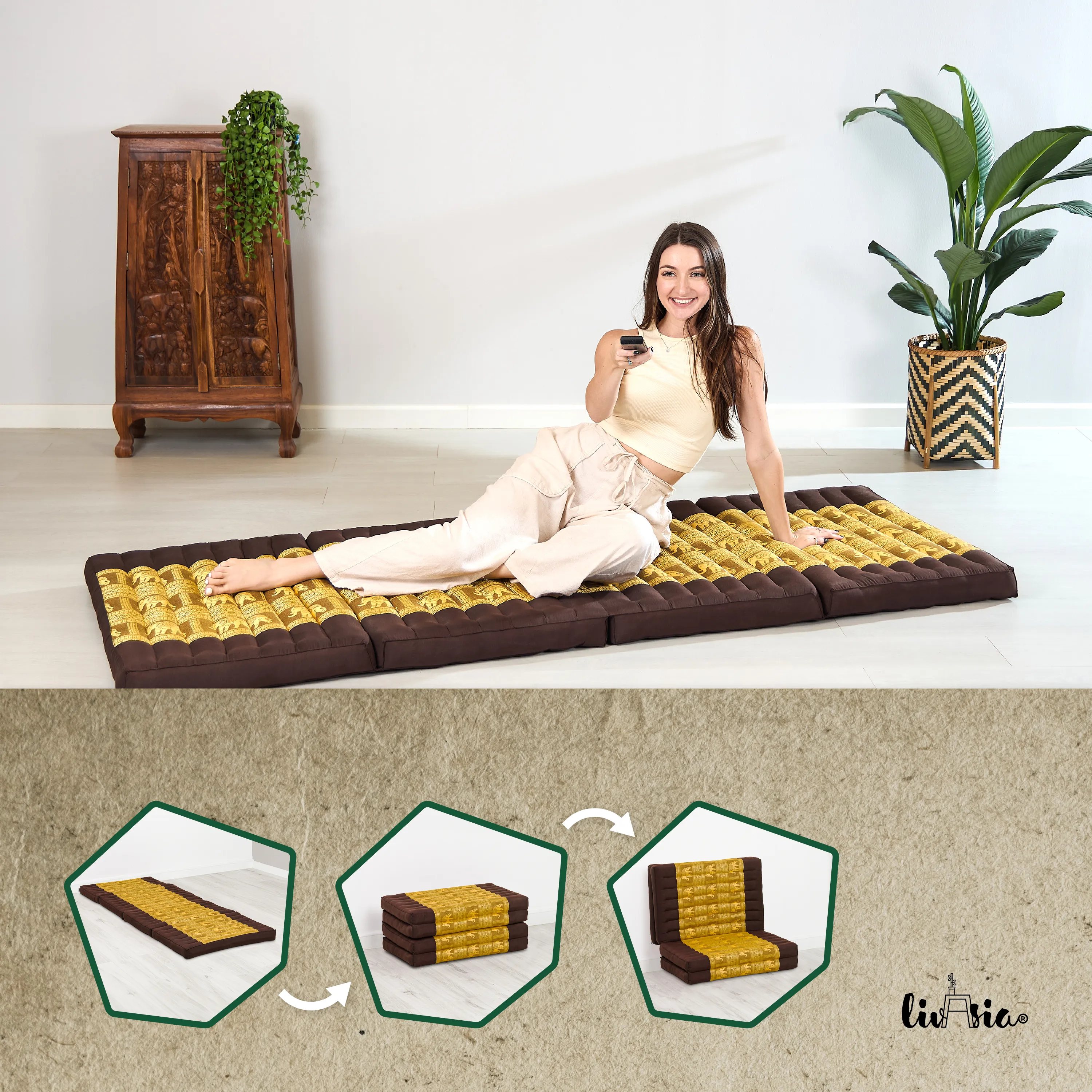 Kapok Folding Mattress, 80 cm wide, Deluxe