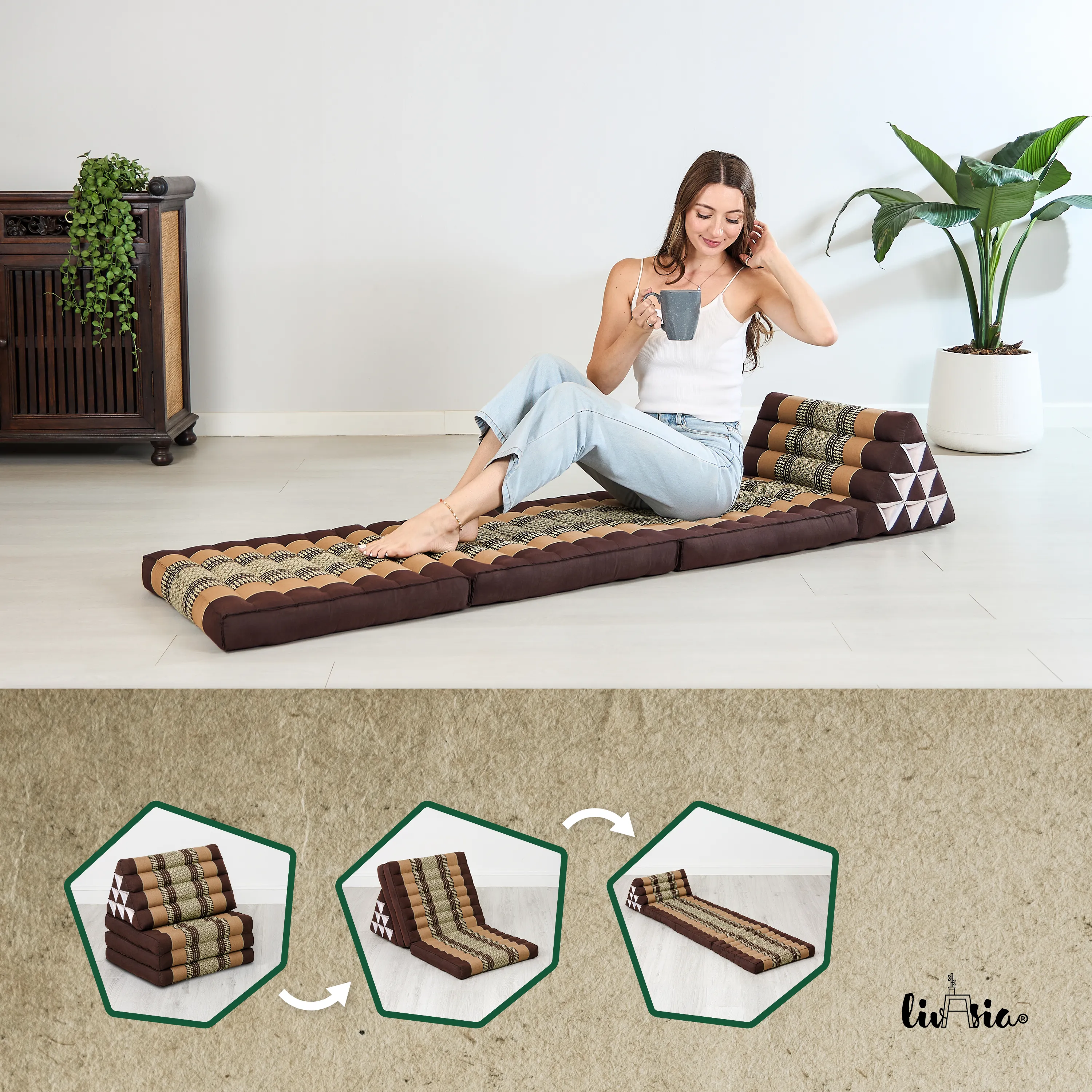 Kapok Thai Cushion 3 Fold, Classic