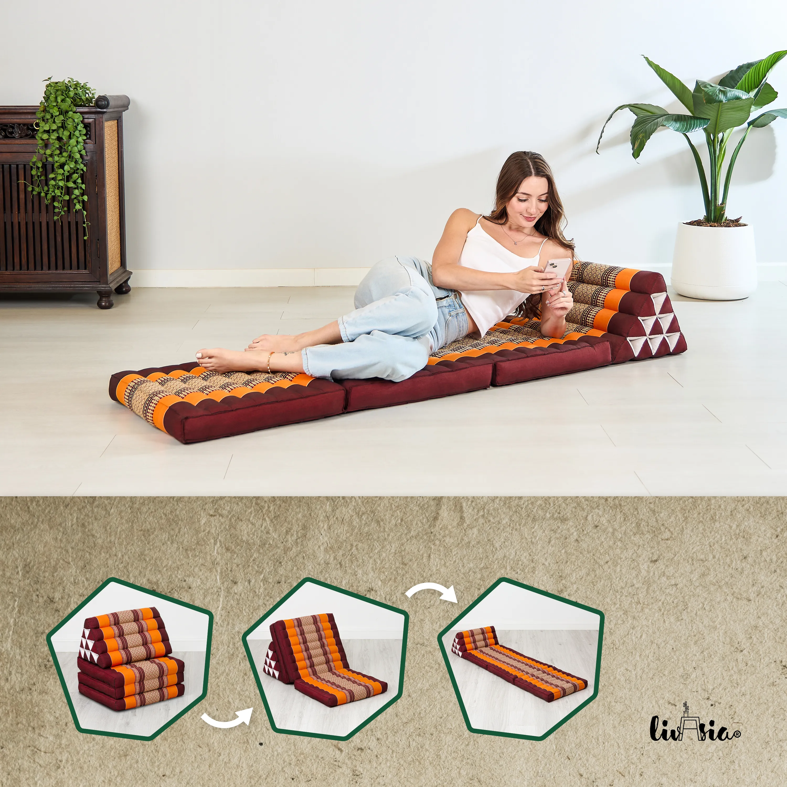 Kapok Thai Cushion 3 Fold, Classic
