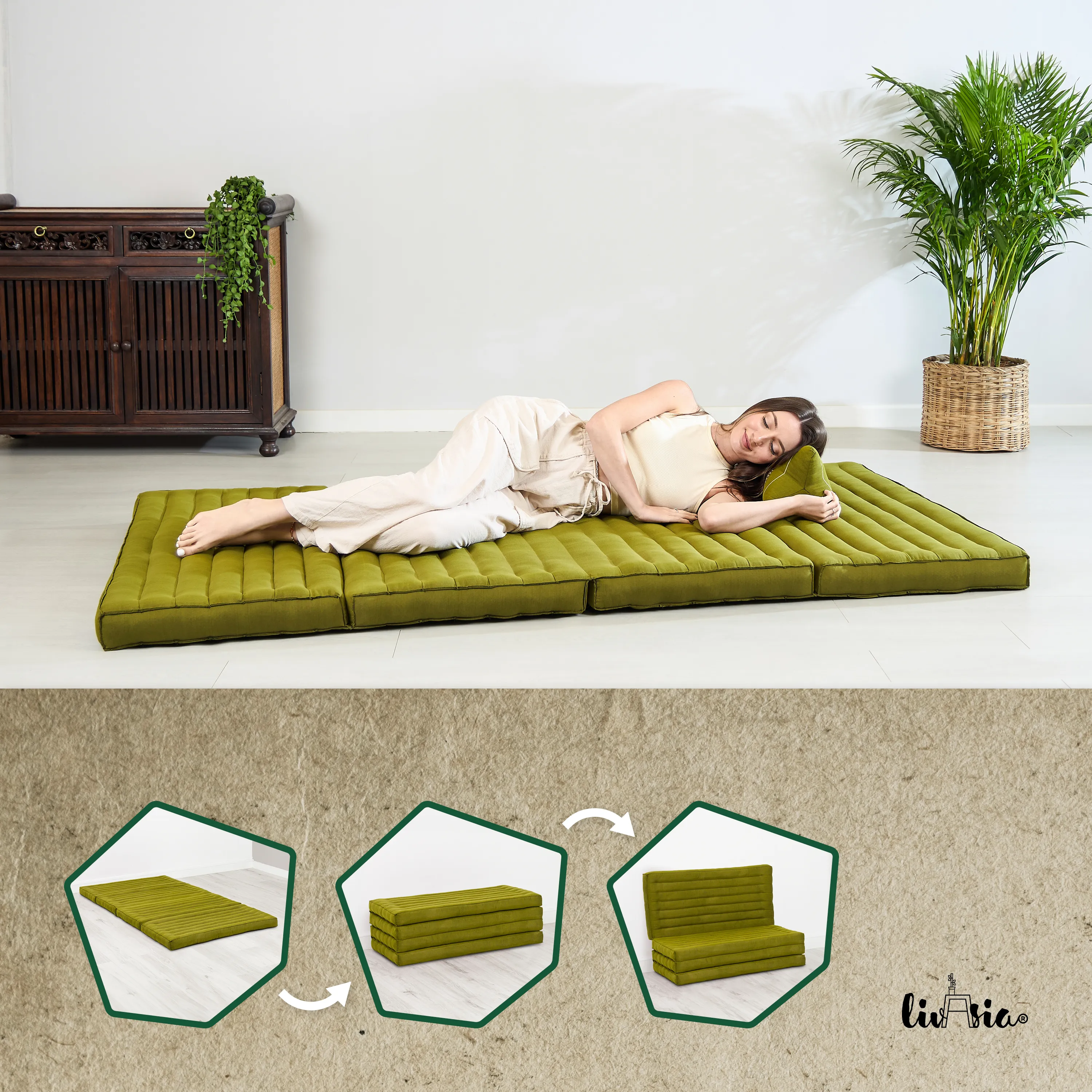 'Klappmatratze 110 gruen, einfarbig, freigestellt'