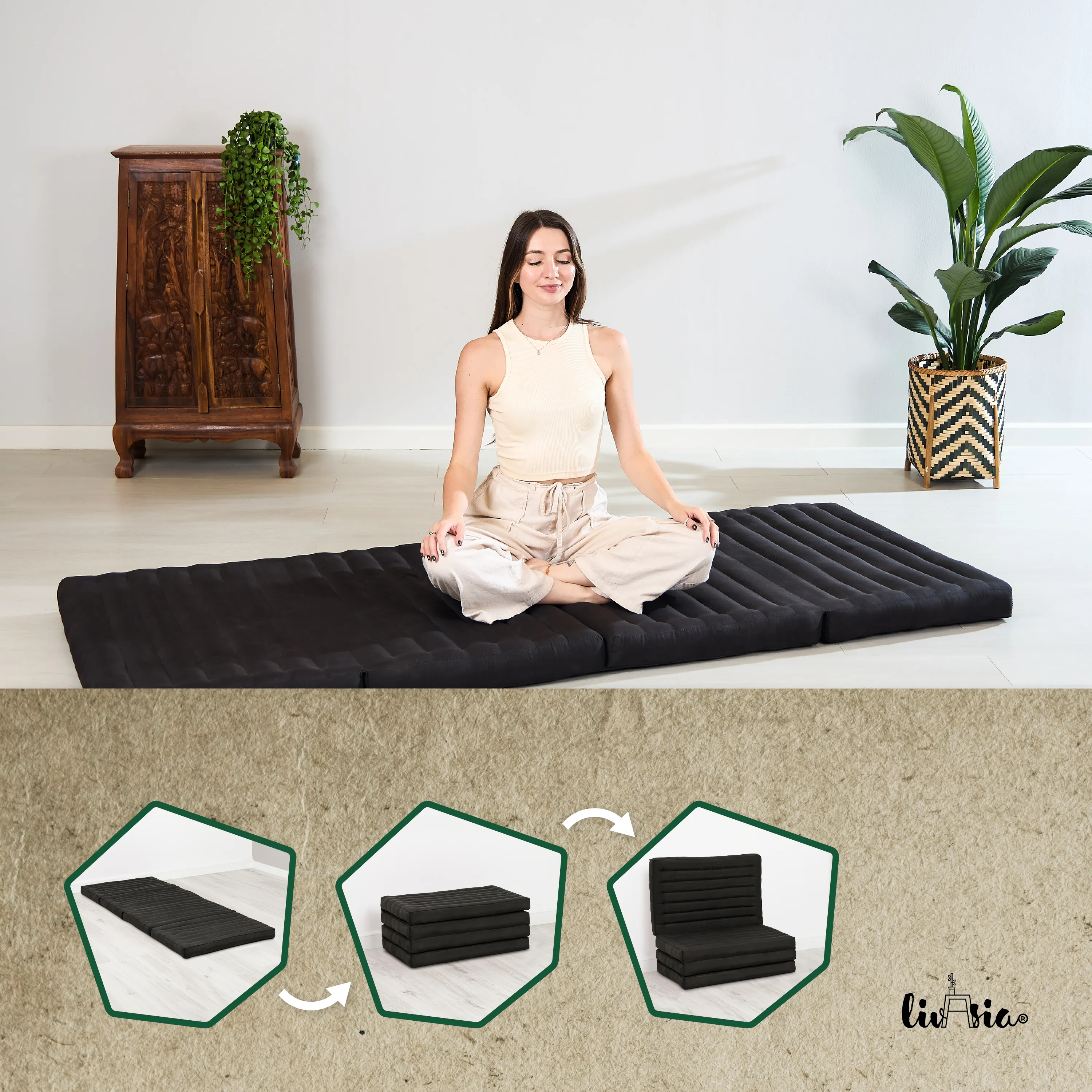 Kapok Folding Mattress, 80 cm wide, Basic