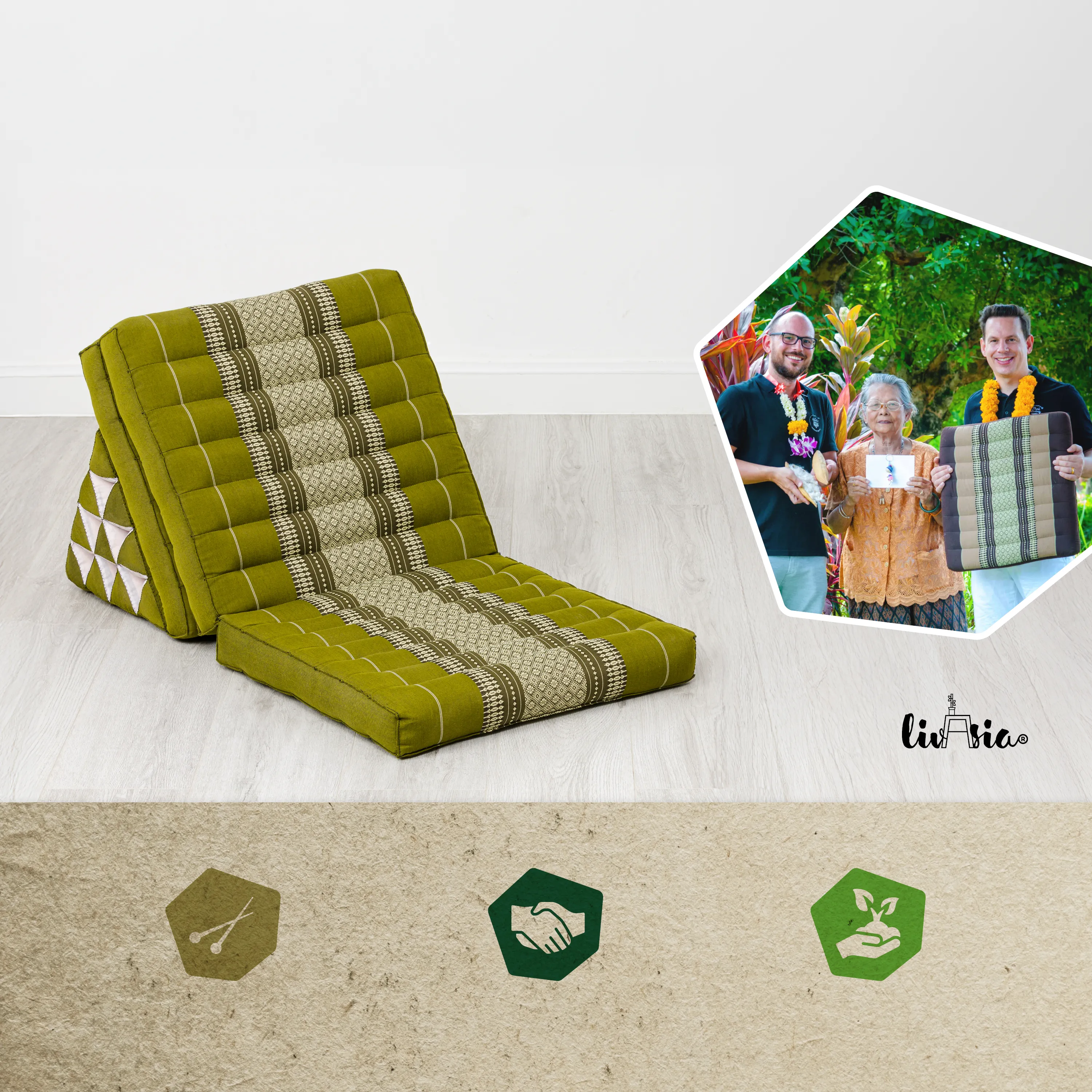 Kapok Thai Cushion 3 Fold, Classic