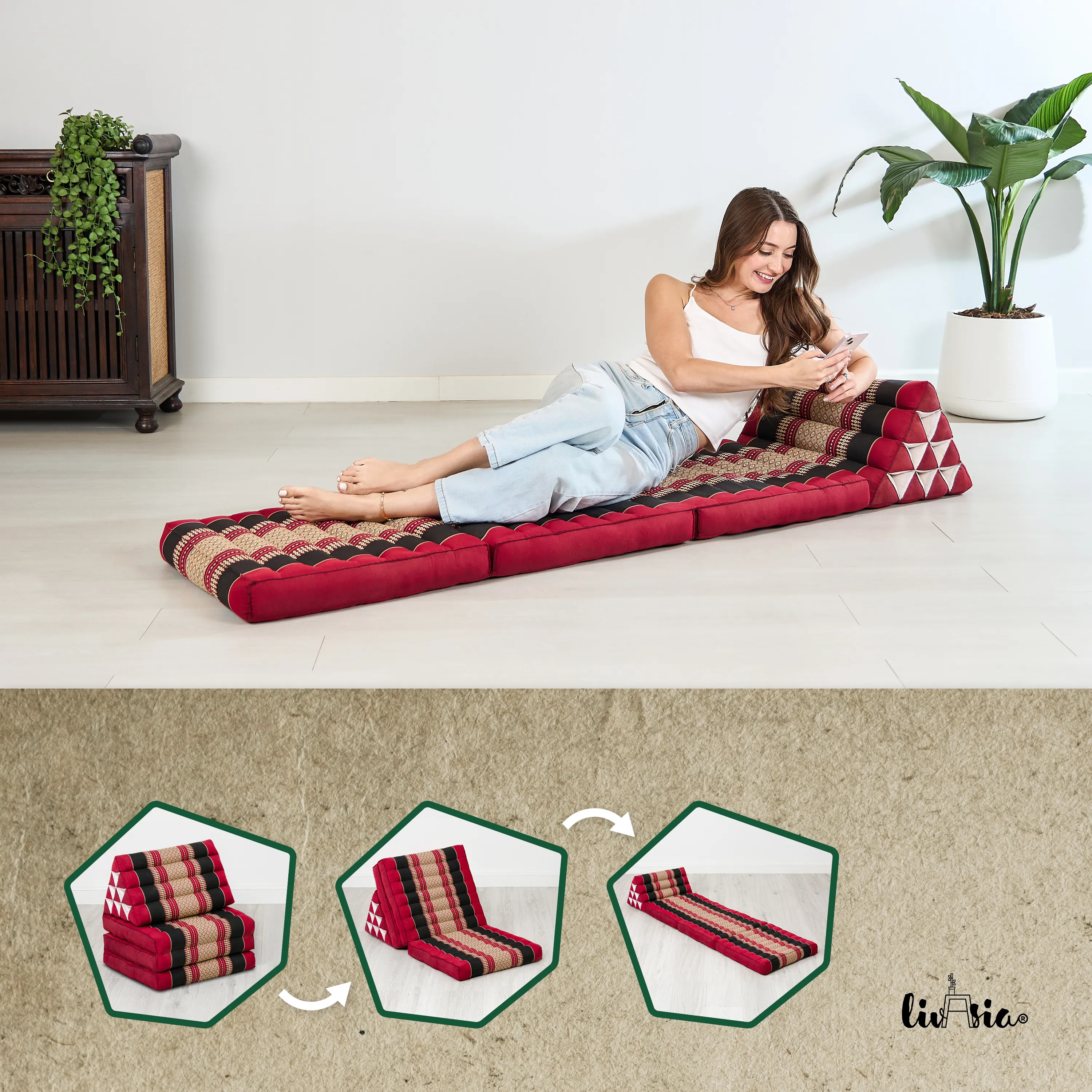 Kapok Thai Cushion 3 Fold, Classic