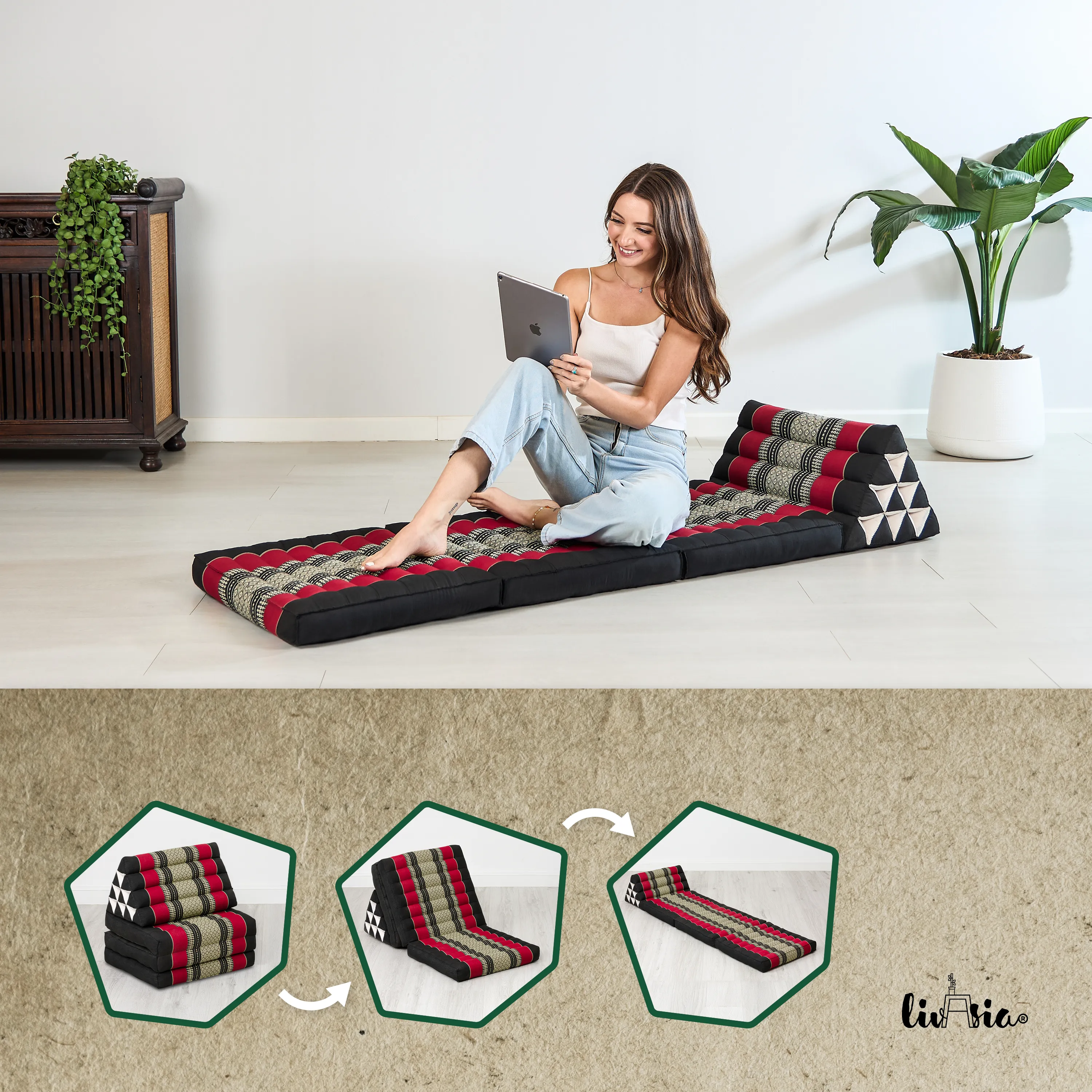 Kapok Thai Cushion 3 Fold, Classic