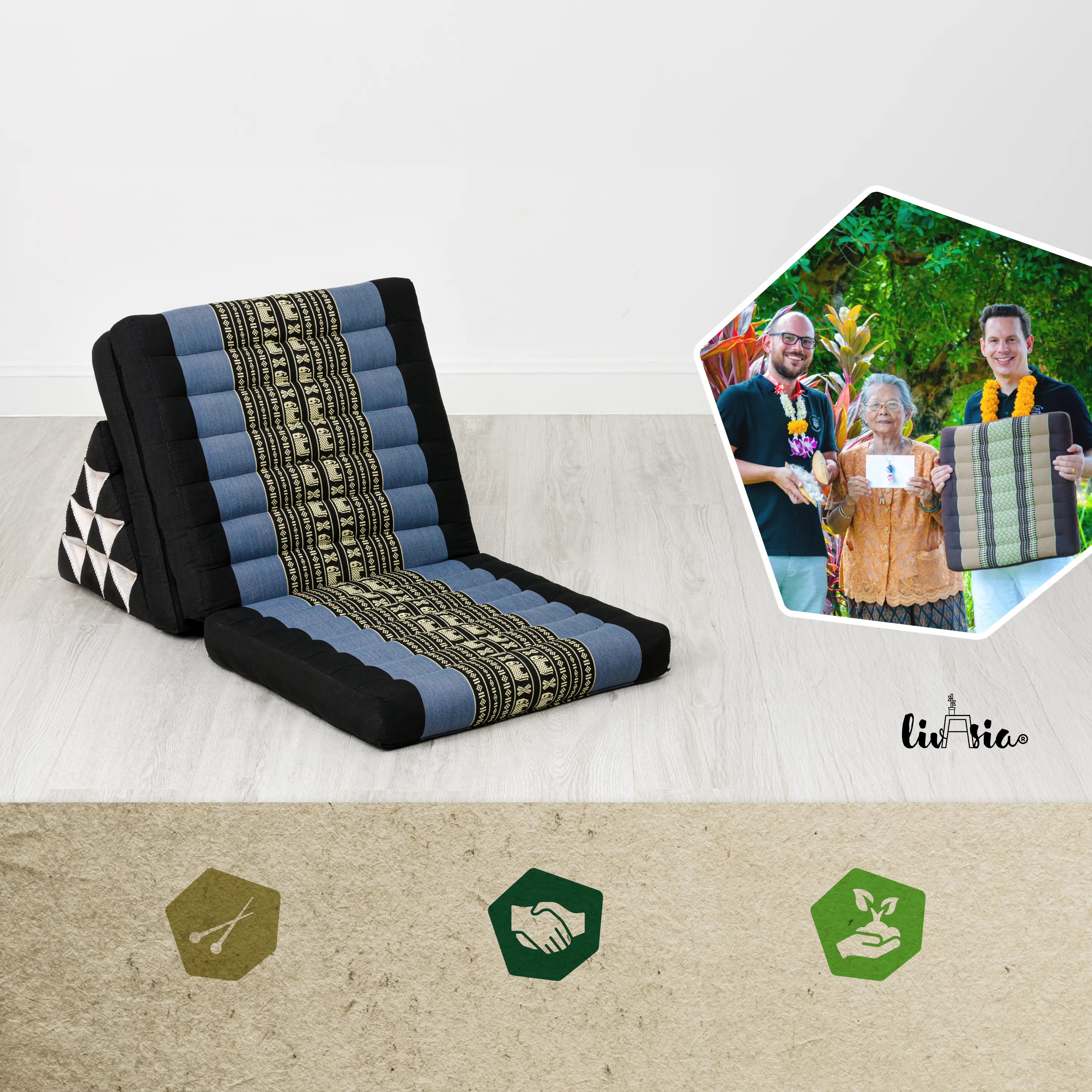 Kapok Thai Cushion 3 Fold, Classic