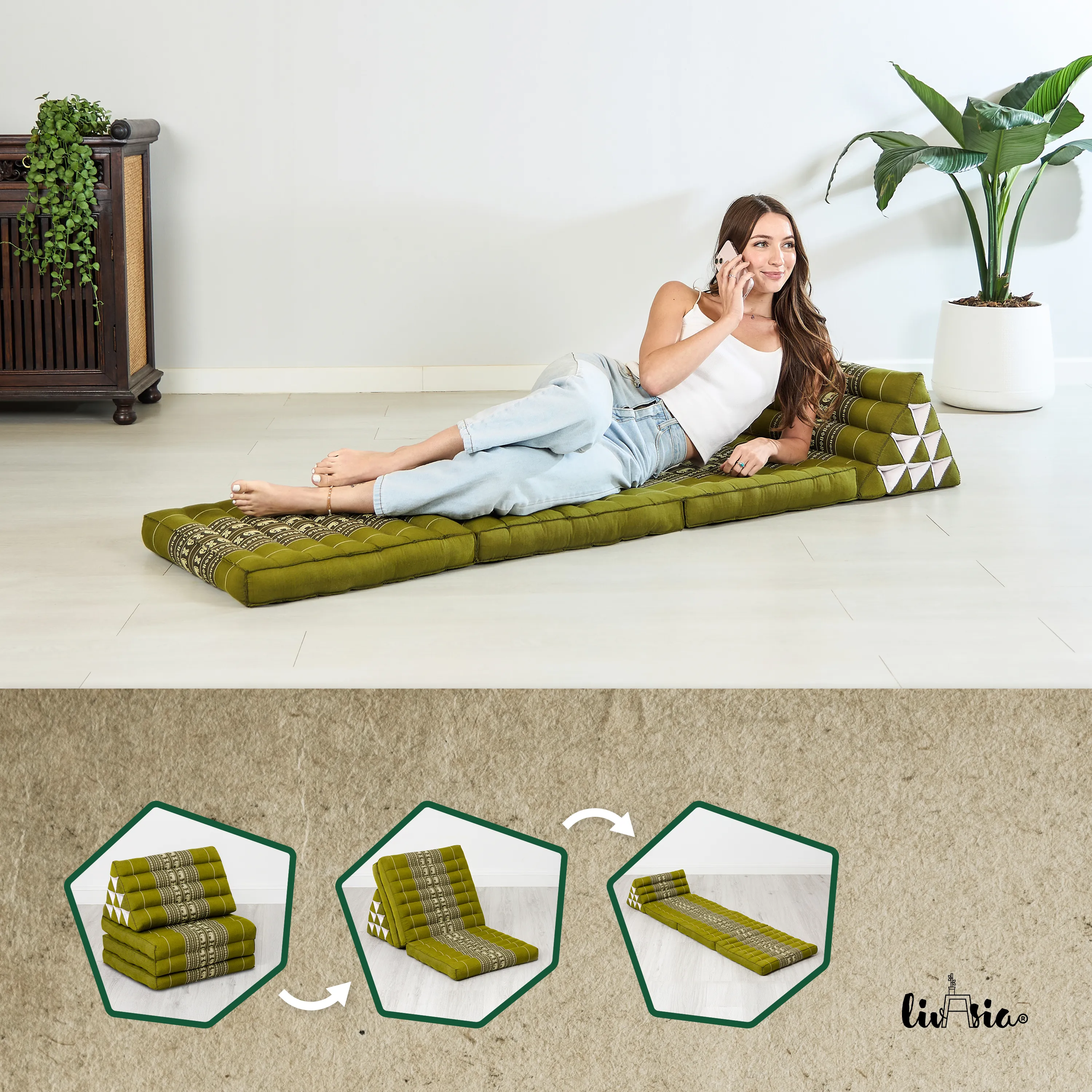 Kapok Thai Cushion 3 Fold, Classic