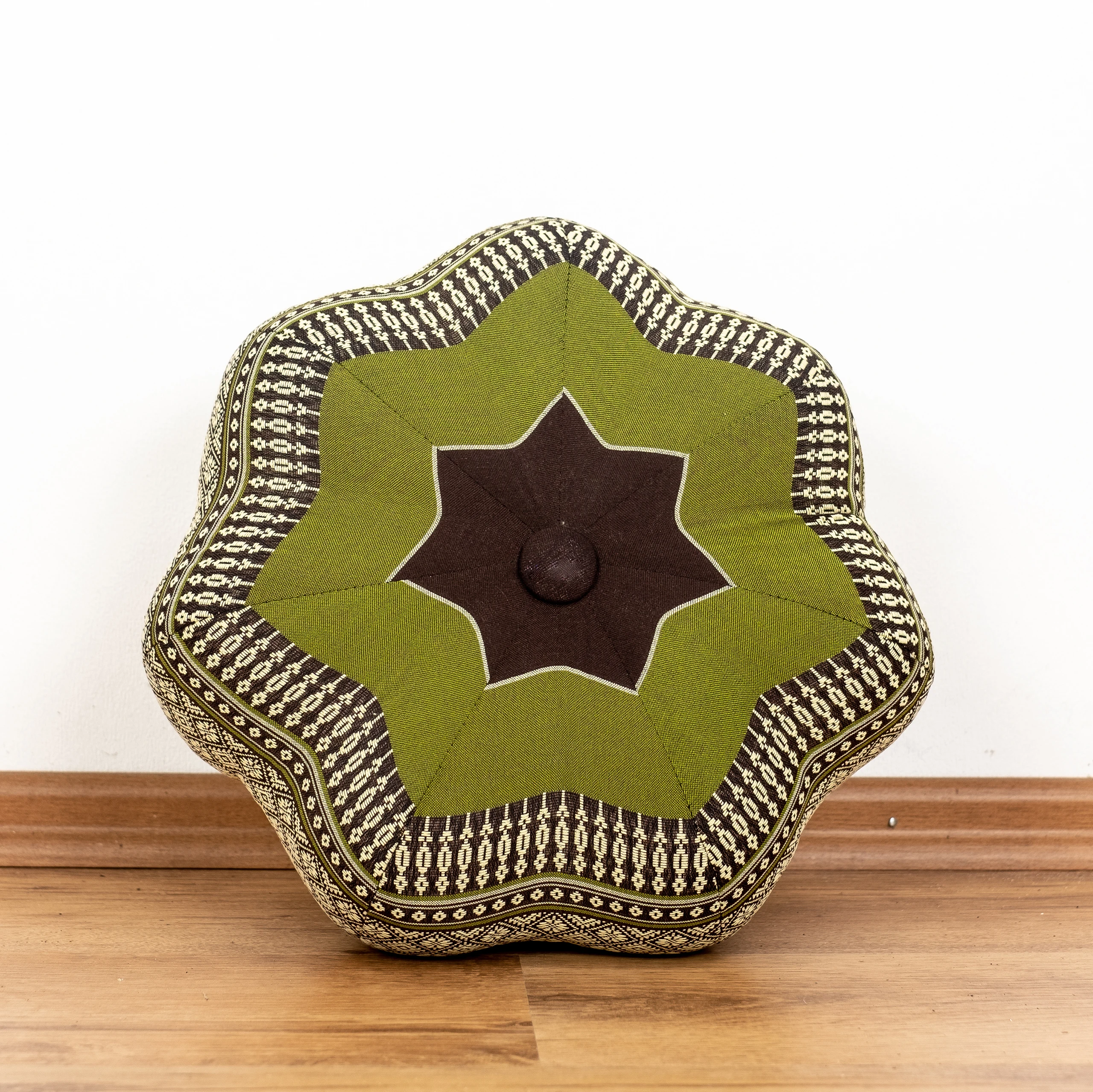 Zafu-kleiner-Stern-braun-gruen-1_frei Kapok Zafu Cushion Star Small