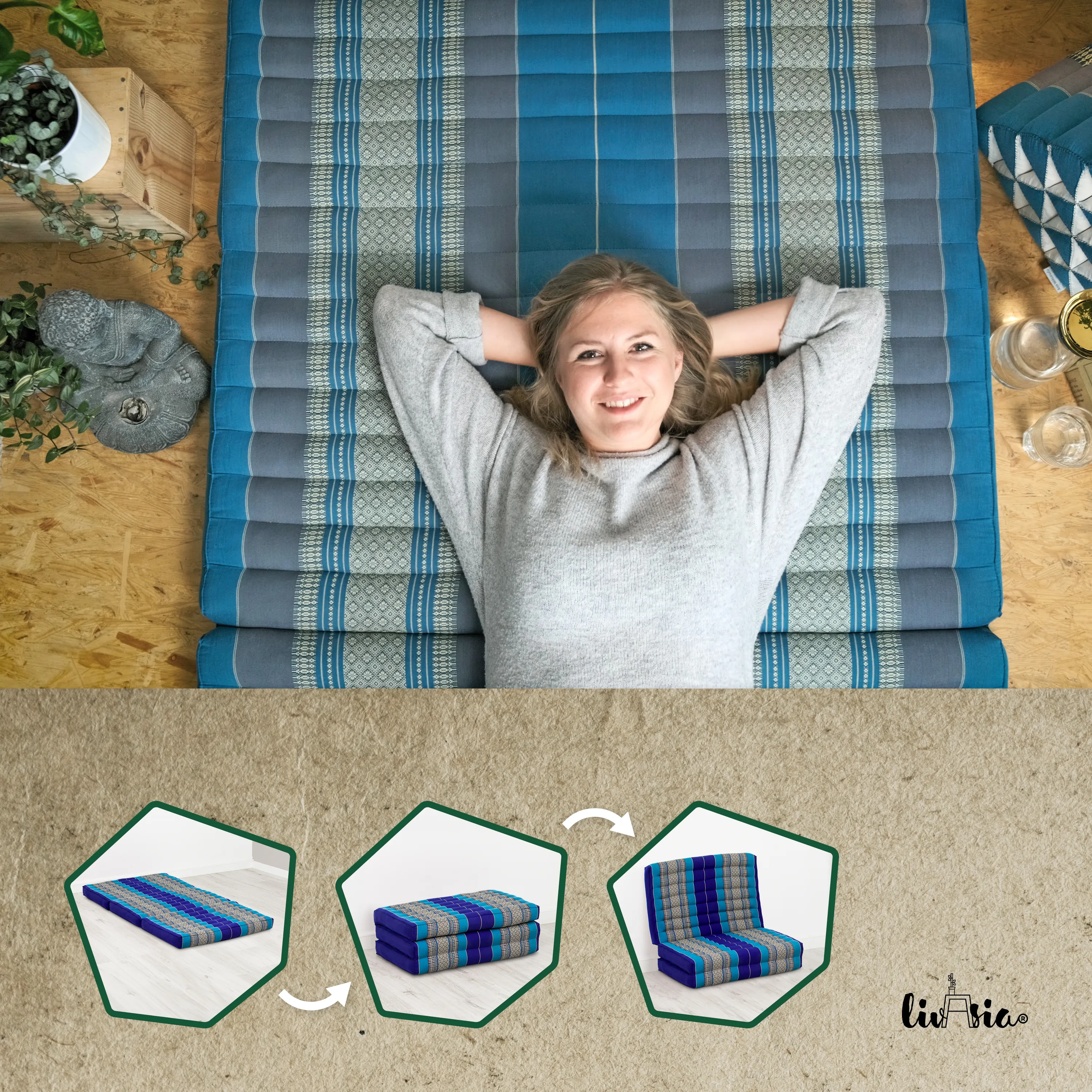 Kapok Folding Mattress for Kids, 70 cm wide