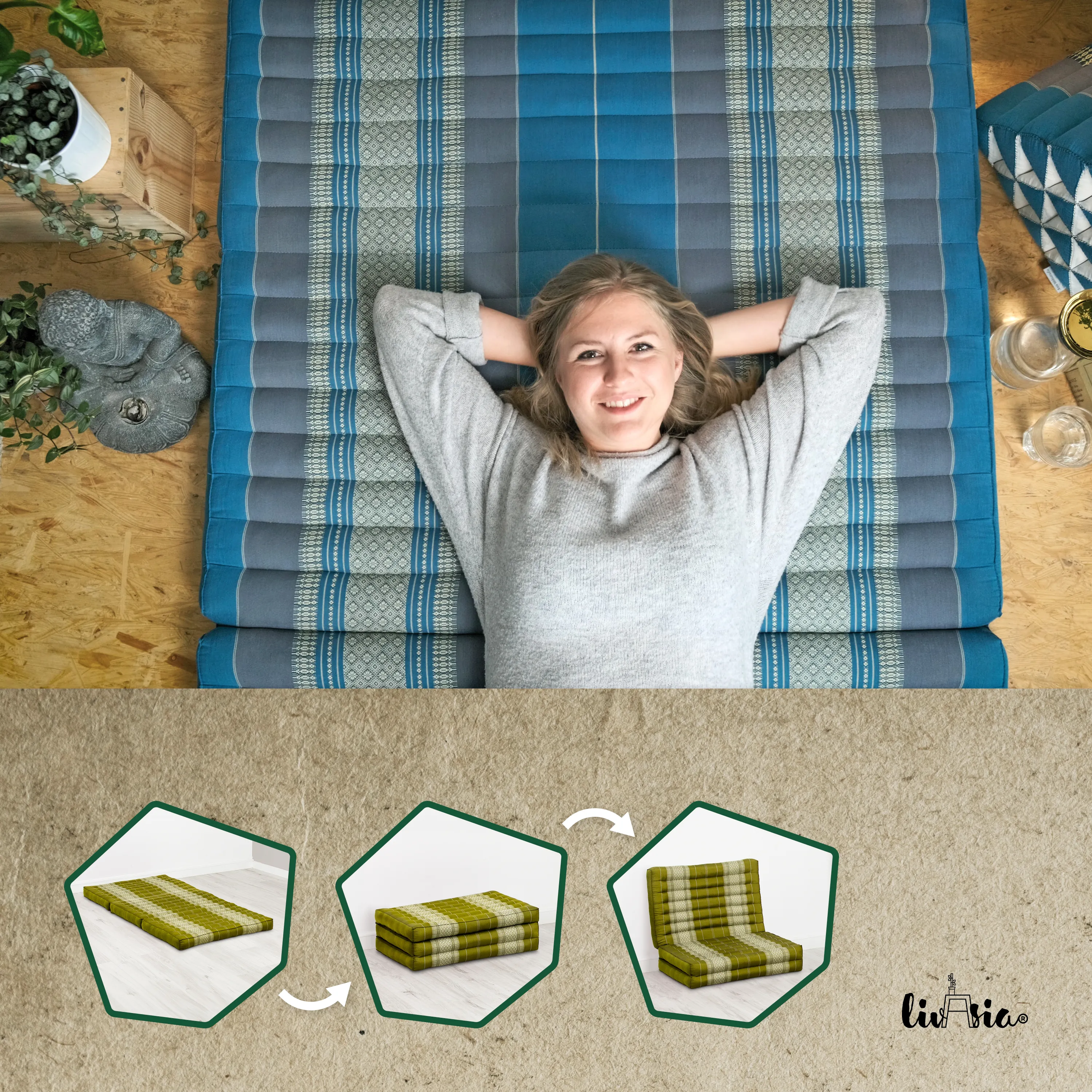 Kapok Folding Mattress for Kids, 70 cm wide