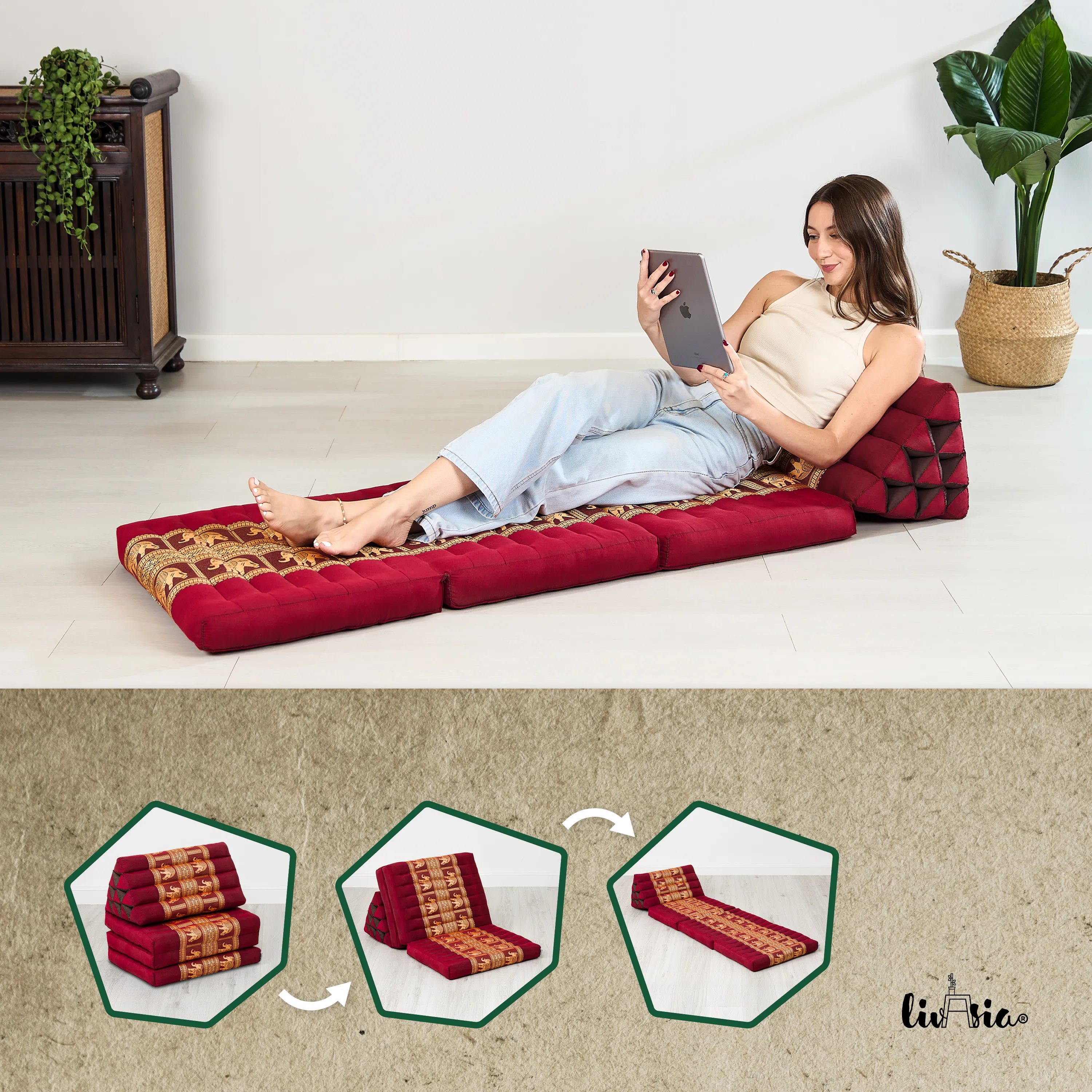 Kapok Thai Cushion 3 Fold, Deluxe