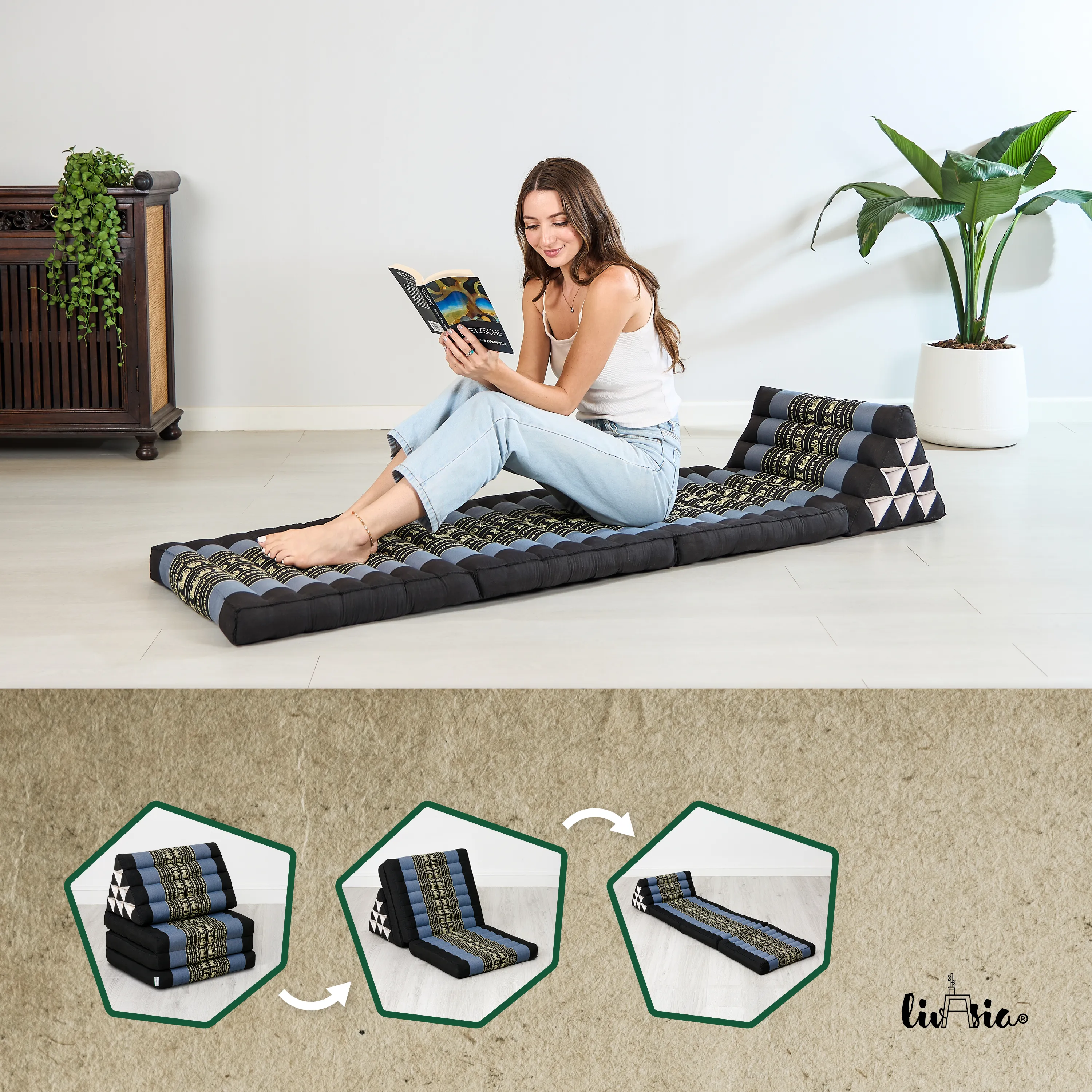 Kapok Thai Cushion 3 Fold, Classic
