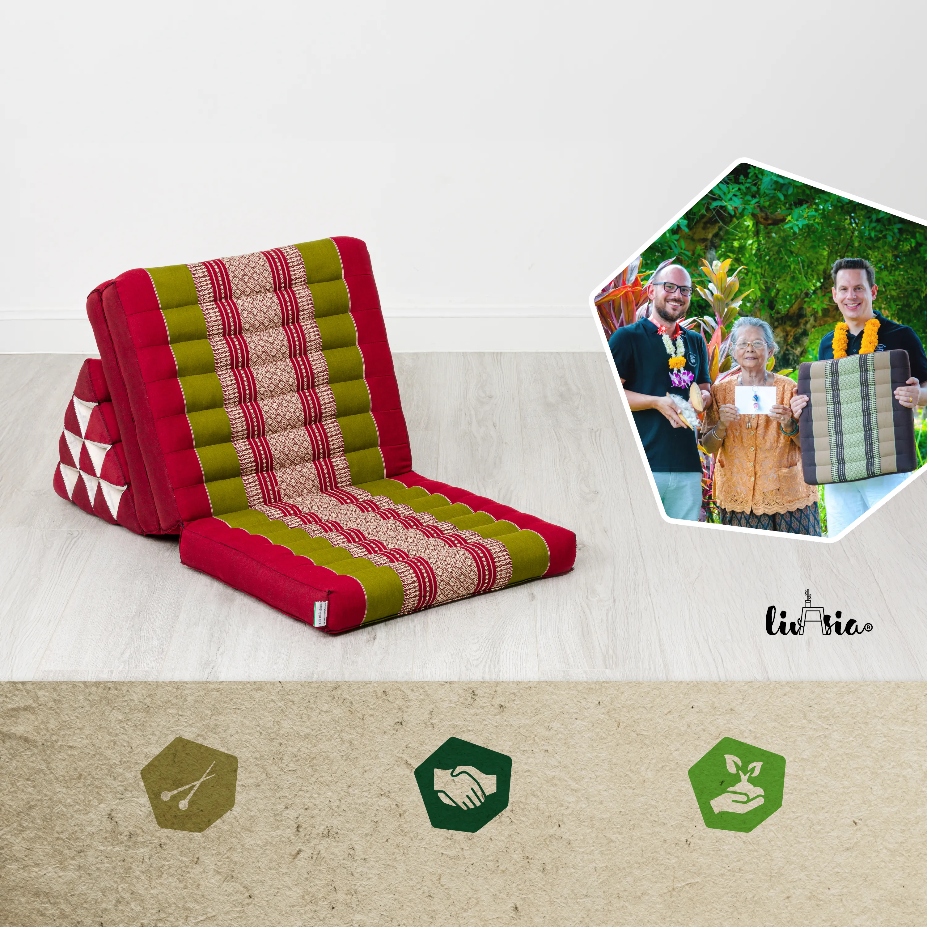 Kapok Thai Cushion 3 Fold, Classic