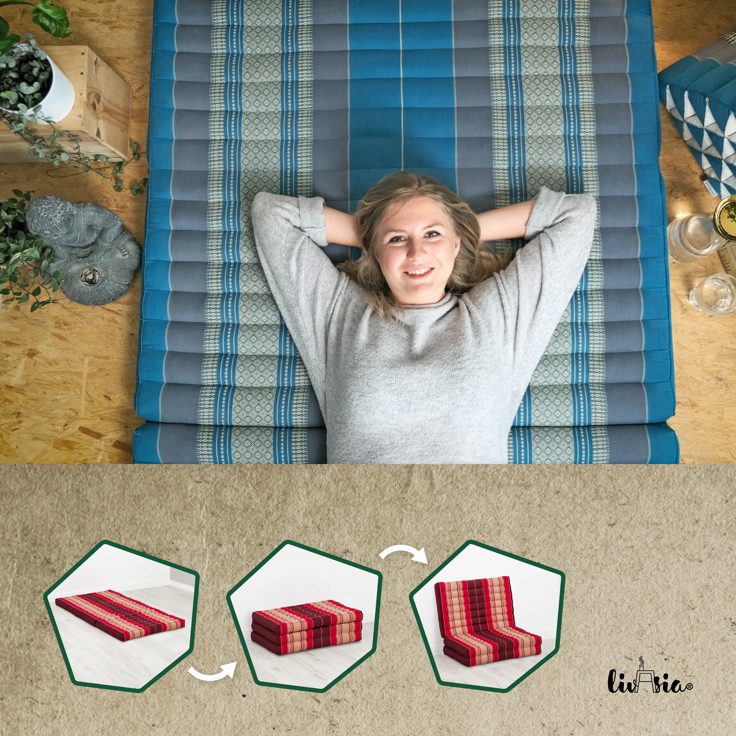 Kapok Folding Mattress for Kids, 70 cm wide