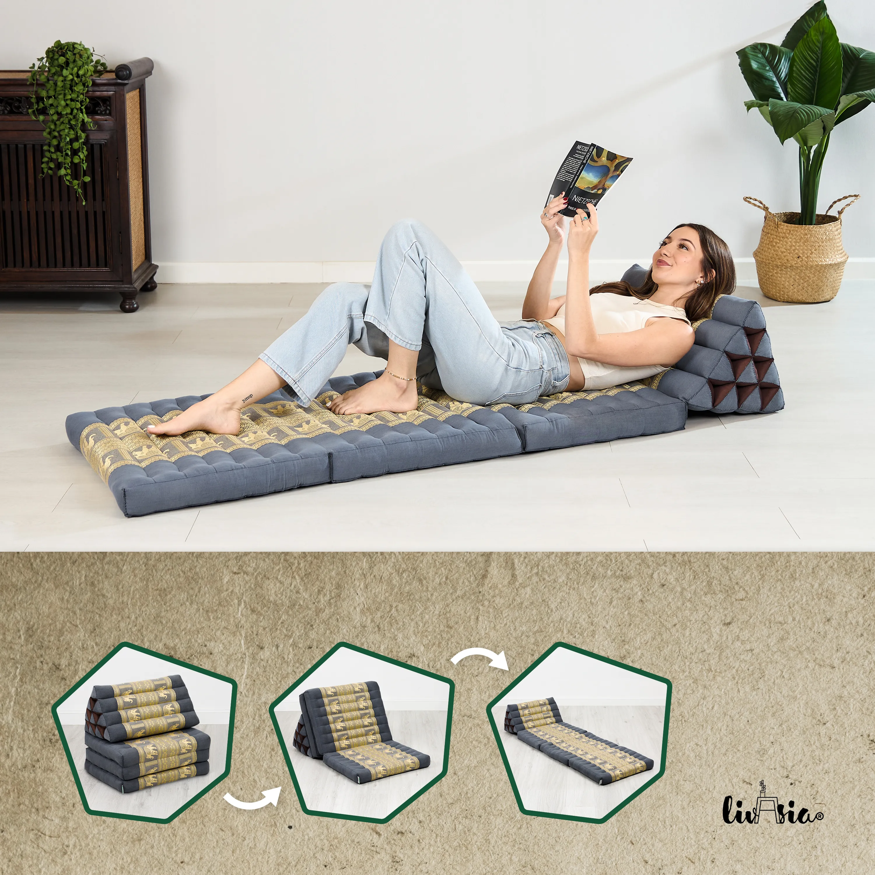Kapok Thai Cushion 3 Fold, Deluxe
