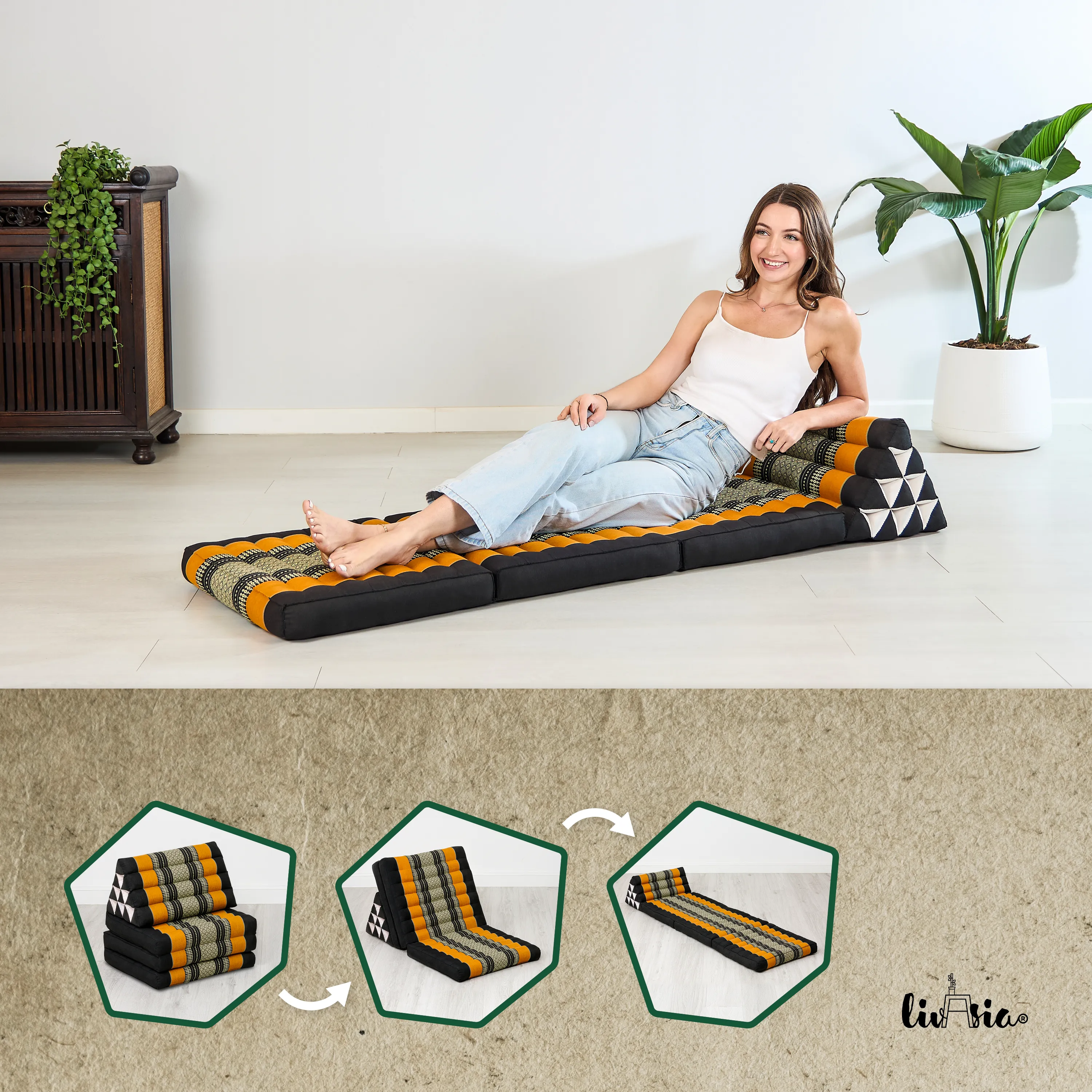 Kapok Thai Cushion 3 Fold, Classic