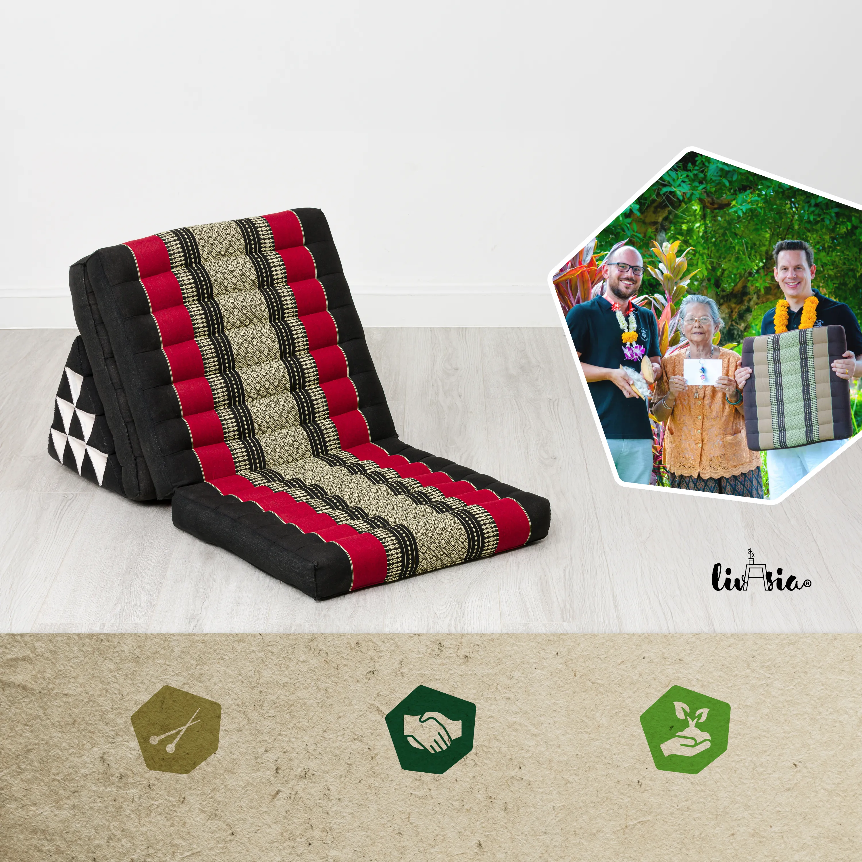 Kapok Thai Cushion 3 Fold, Classic