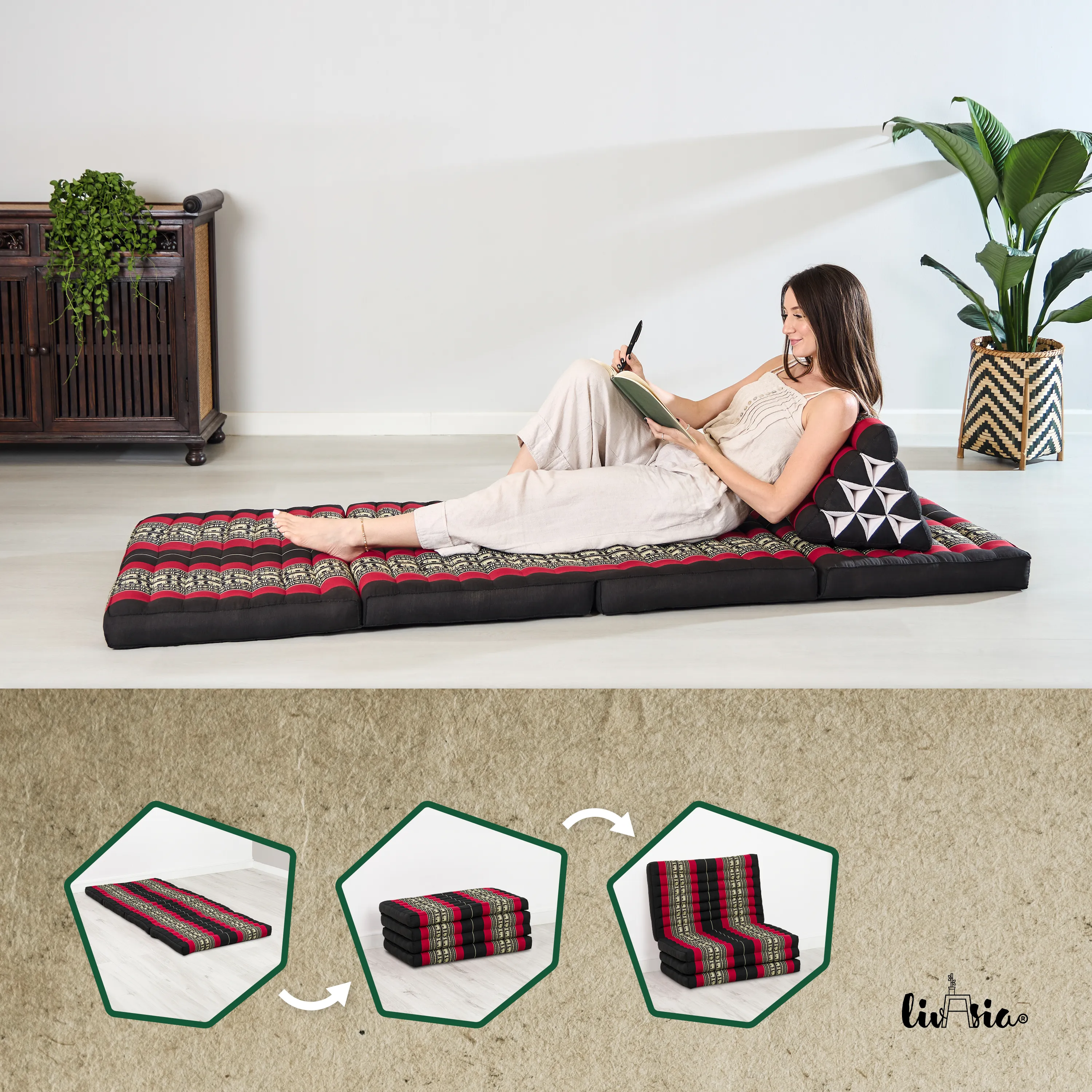 Kapok Folding Mattress, 80 cm wide, Classic