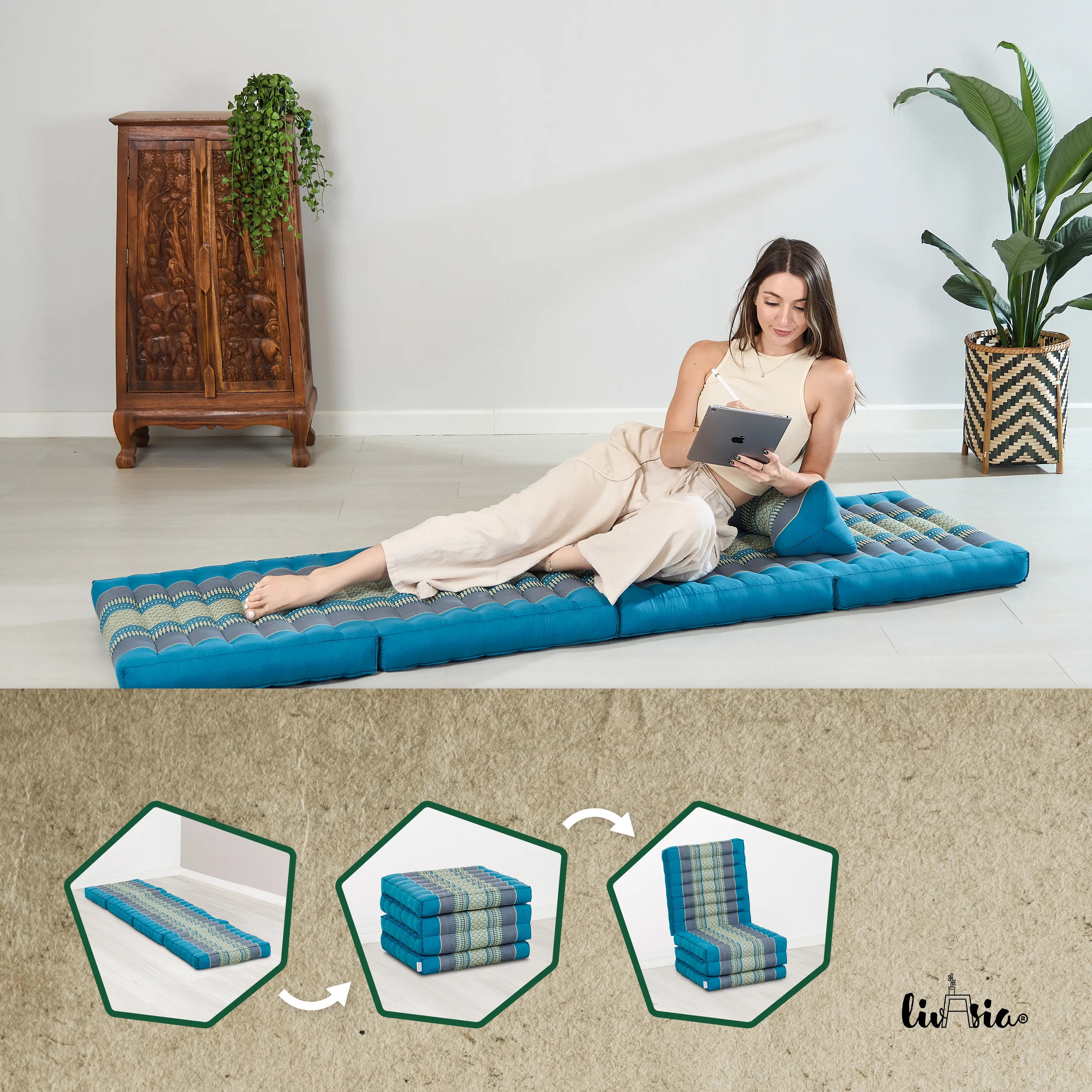 Kapok Folding Mattress, 50 cm wide, Classic