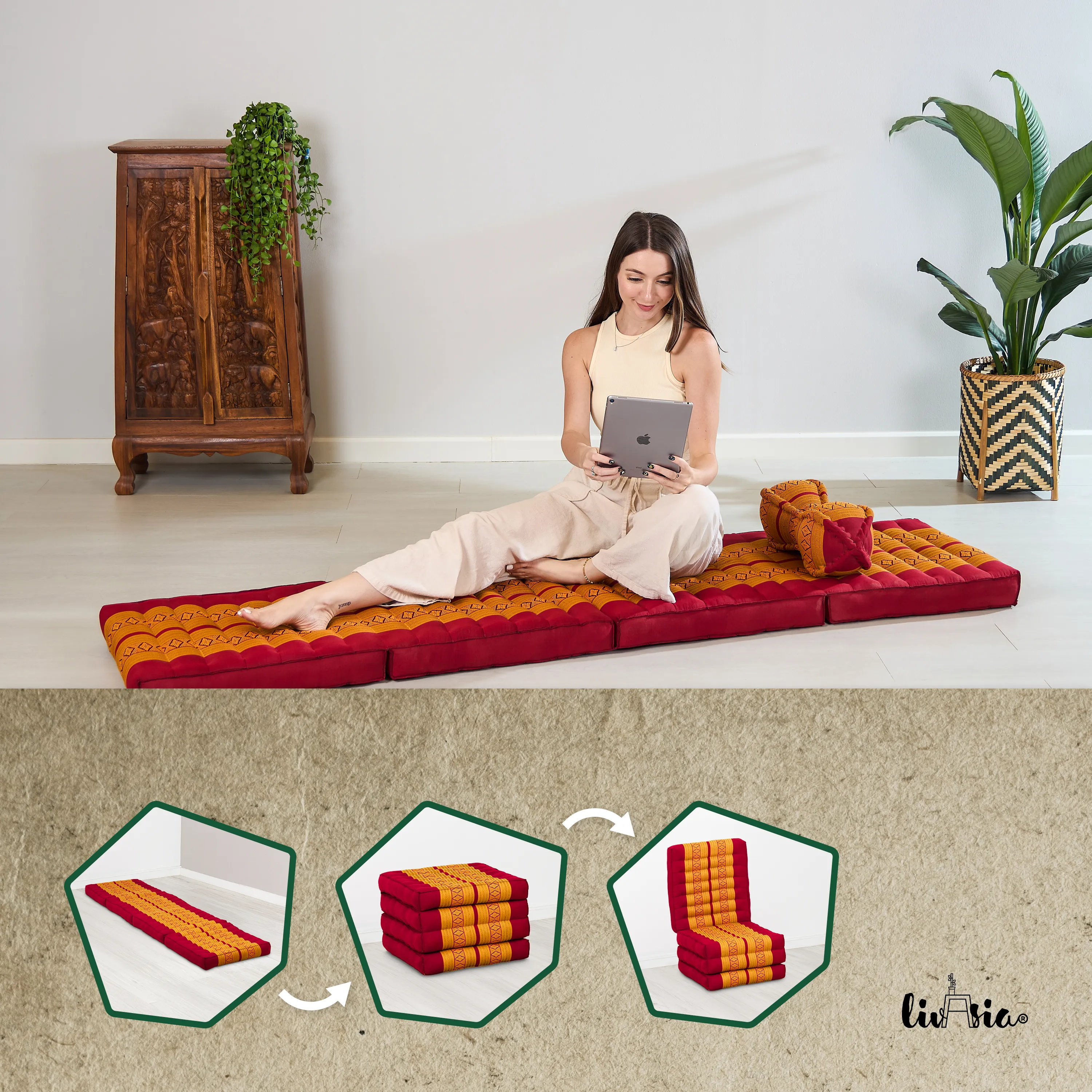 Kapok Folding Mattress, 50 cm wide, Classic