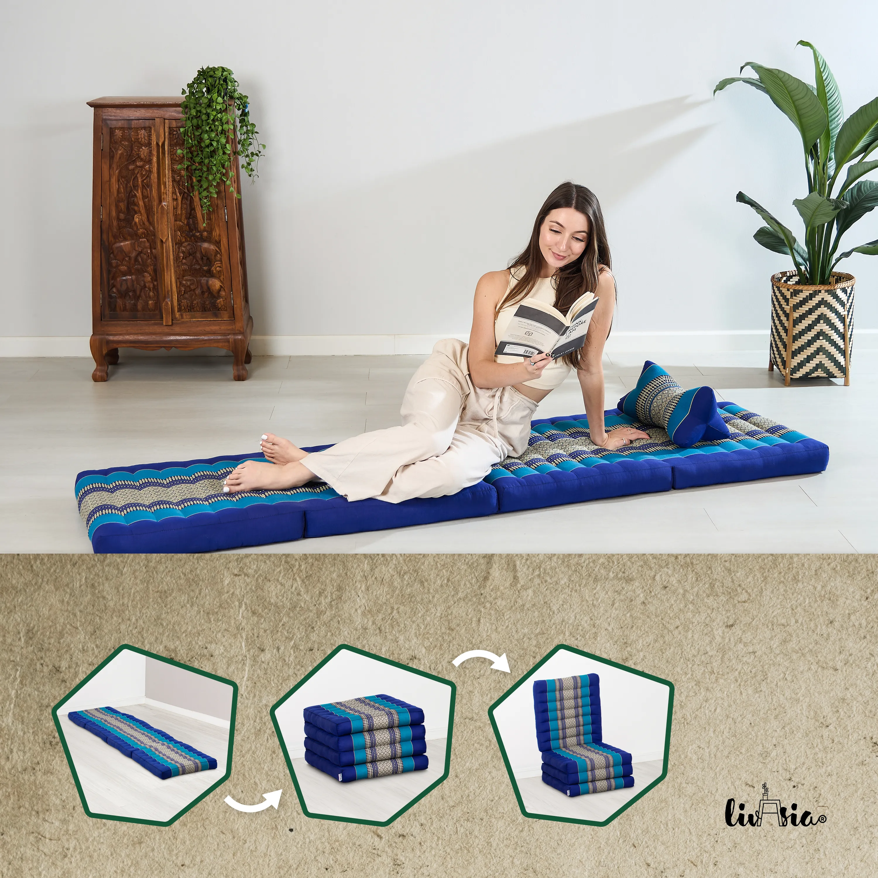 Kapok Folding Mattress, 50 cm wide, Classic