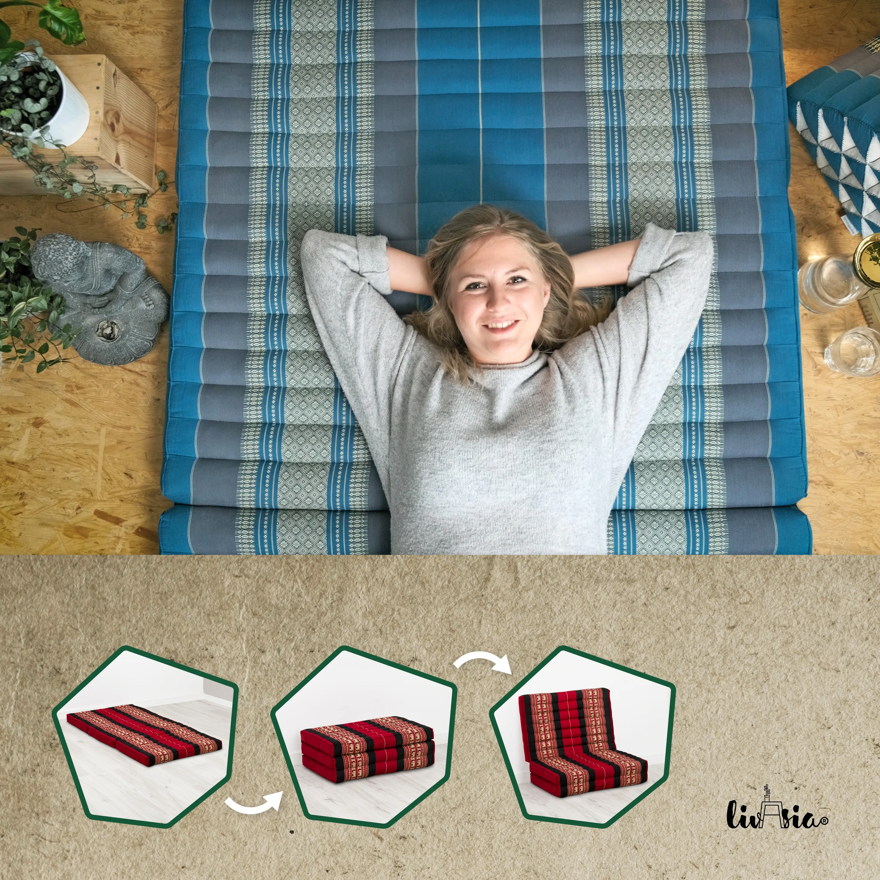 Kapok Folding Mattress for Kids, 70 cm wide