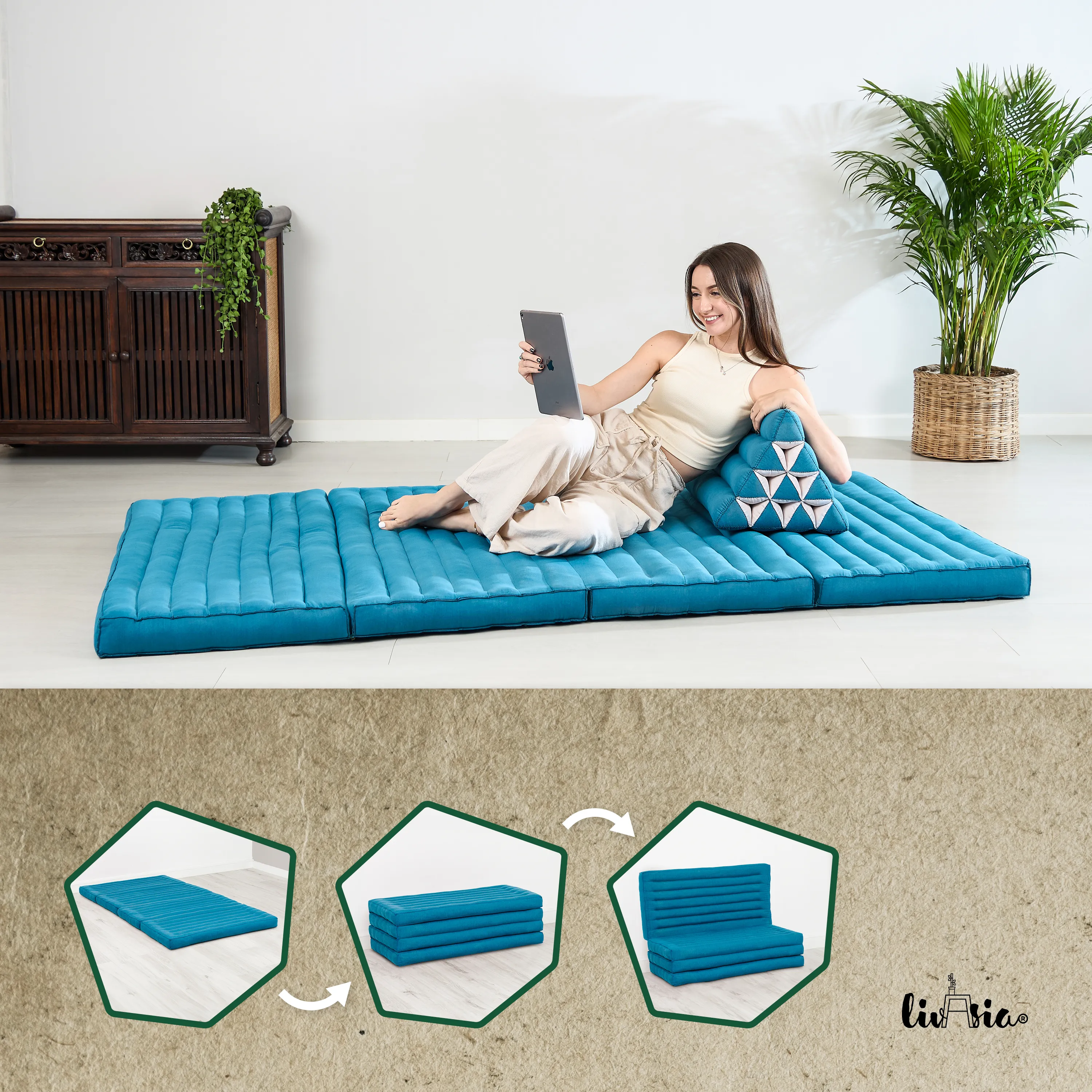 Kapok Folding Mattress, 110 cm wide, Basic