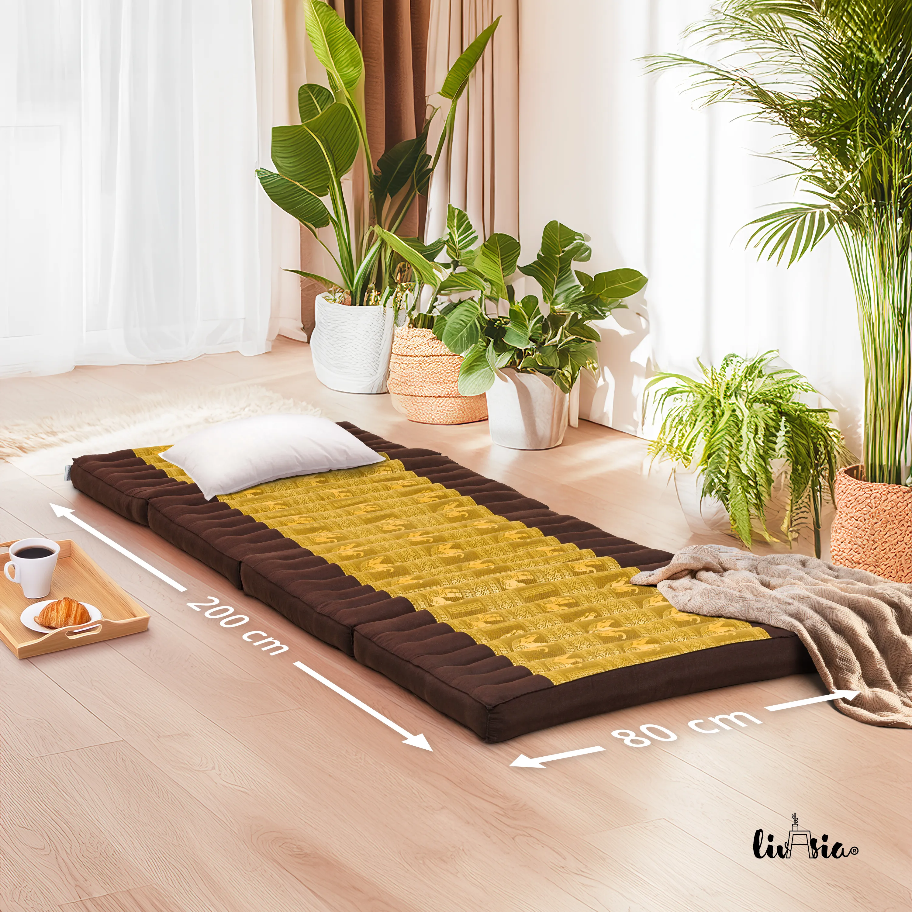 Kapok Folding Mattress, 80 cm wide, Deluxe