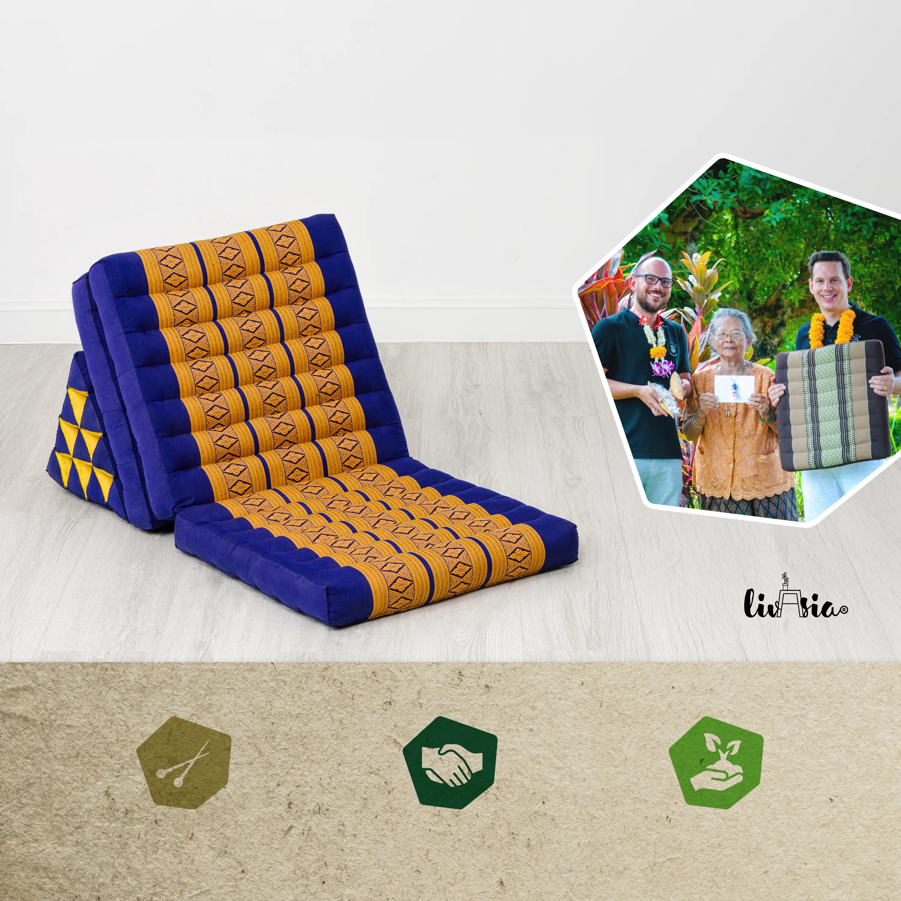 Kapok Thai Cushion 3 Fold, Classic