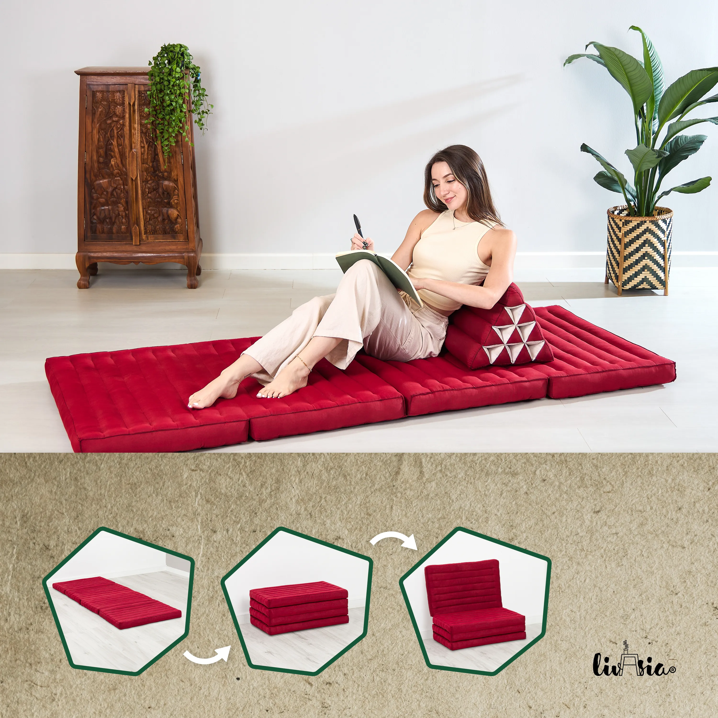 Kapok Folding Mattress, 80 cm wide, Basic